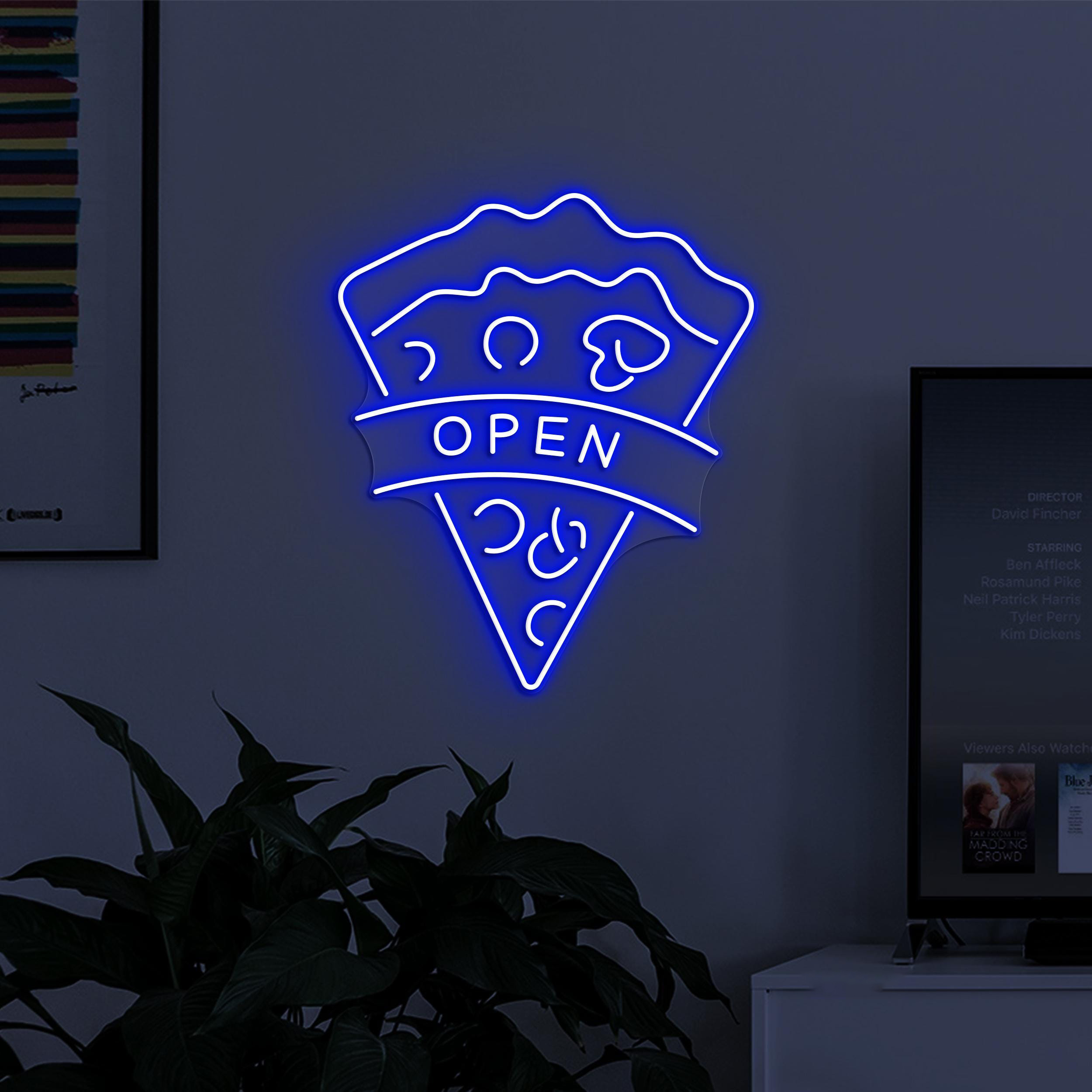 Pizza Open Neon Sign, Pizza Open LED Light, Welcome Wall Decor, Pizza Shop Neon Light, Fast Food Restaurant Wall Art, Kitchen Neon Art