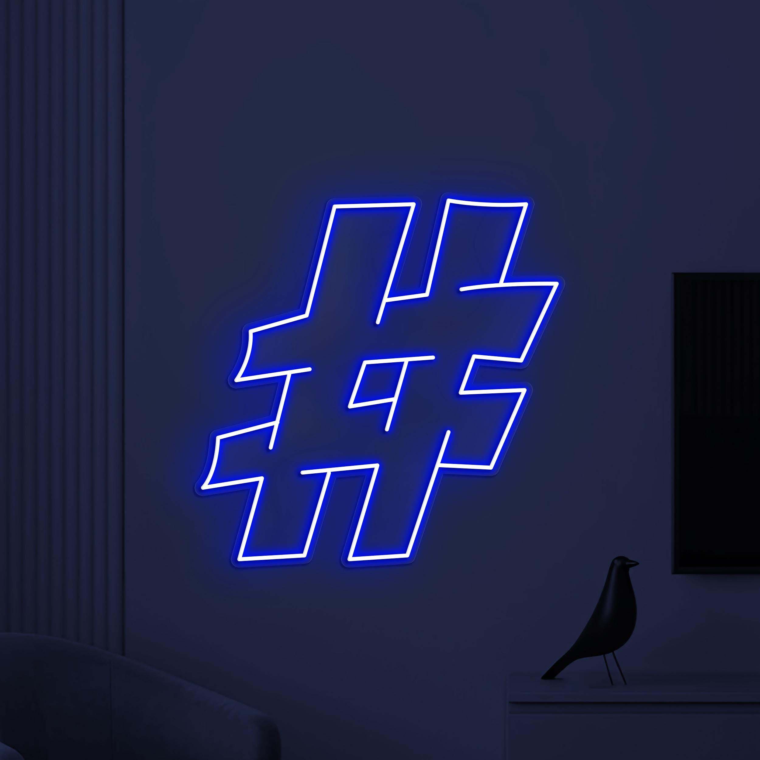 Hashtag Neon Sign, Hashtag LED Light, Social Media Wall Decor, Socialite Neon Art, Personalized Sign, Office Neon Light, Trending Now Sign