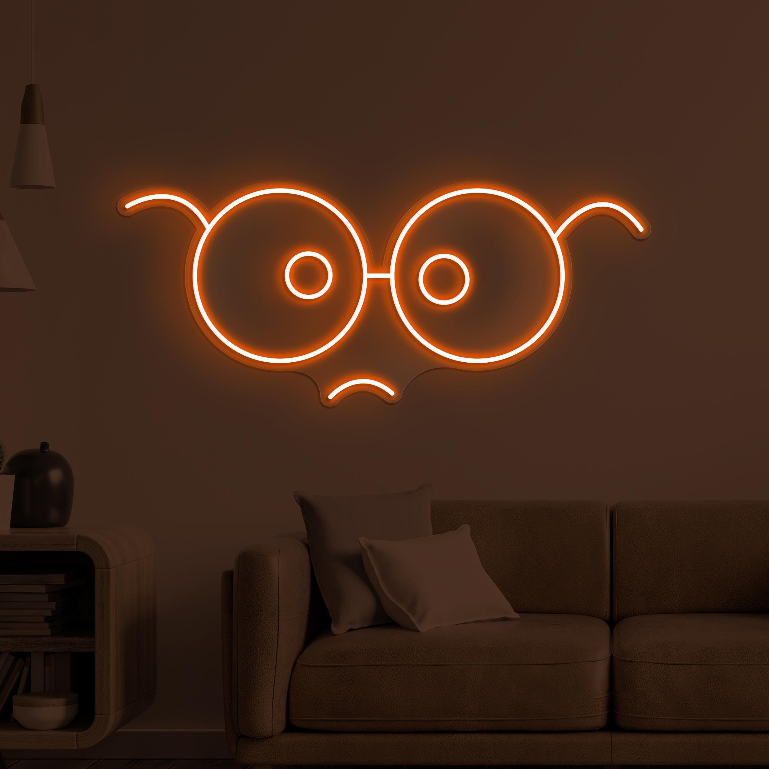 Glasses Face Neon Sign, Glasses Emoji LED Light, Sad Glasses Wall Decor, Led Neon Light, Kids Room Neon Sign, Glasses Shop Wall Decor, Gift