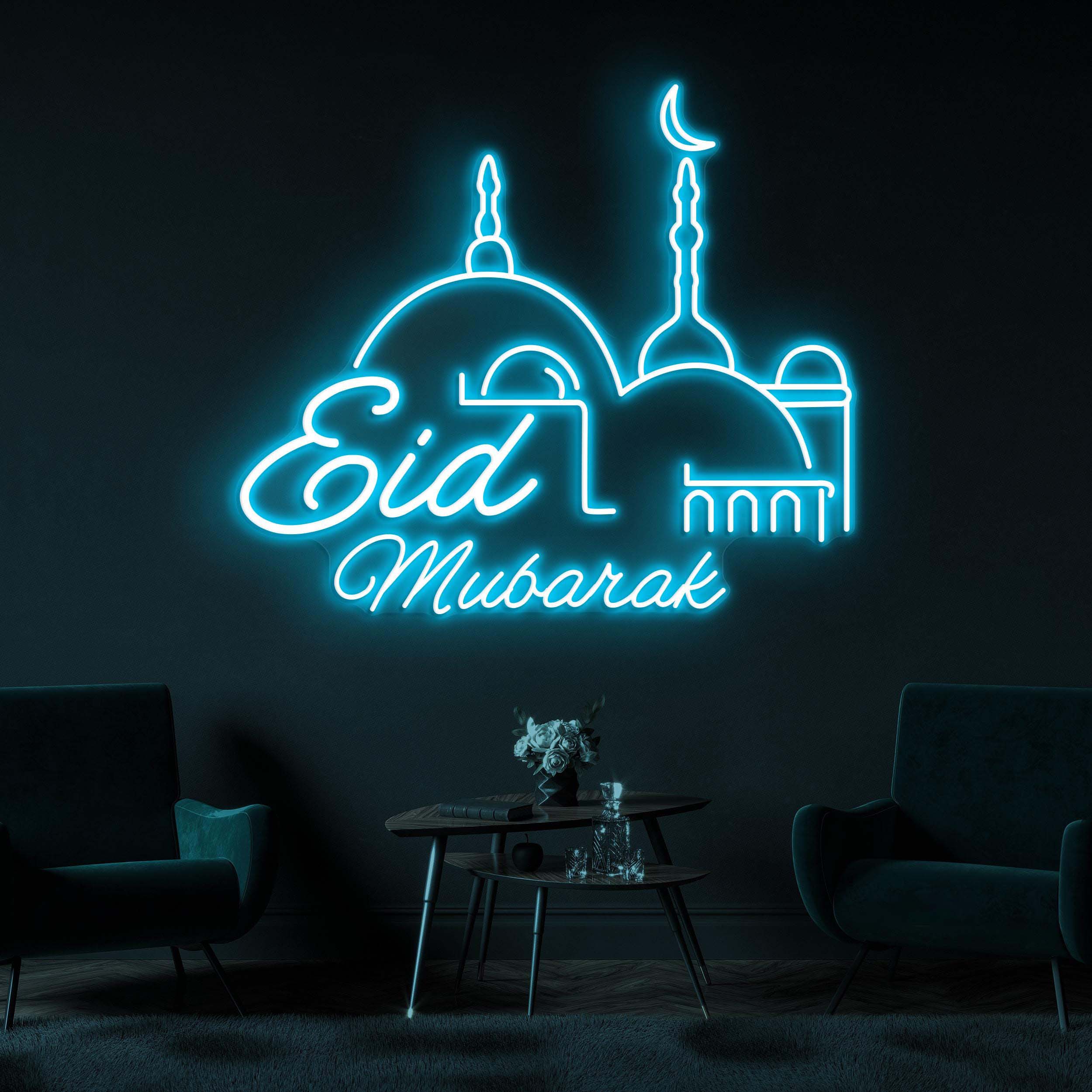 Eid Mubarak Neon Sign, Eid Mubarak LED Light, Muslim Home Wall Decor, Mosque Wall Art, Personalized Eid Sign, Islamic Festival Neon Light