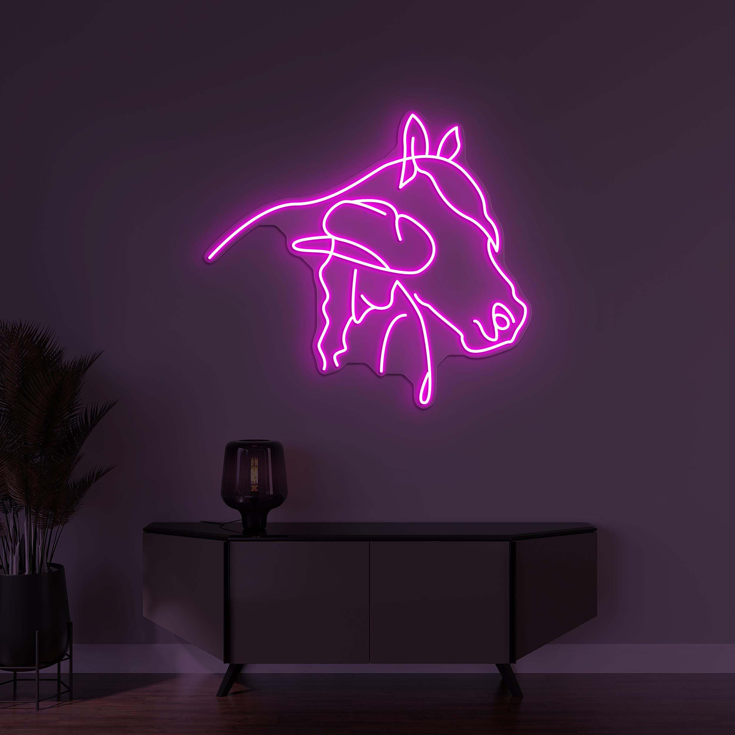 Horse With Cowgirl Neon Sign, Horse With Girl LED Light, Cowgirl Wall Decor, Home Wall Art, Girl Room Decor, Animal Shop Sign, Horse Lover