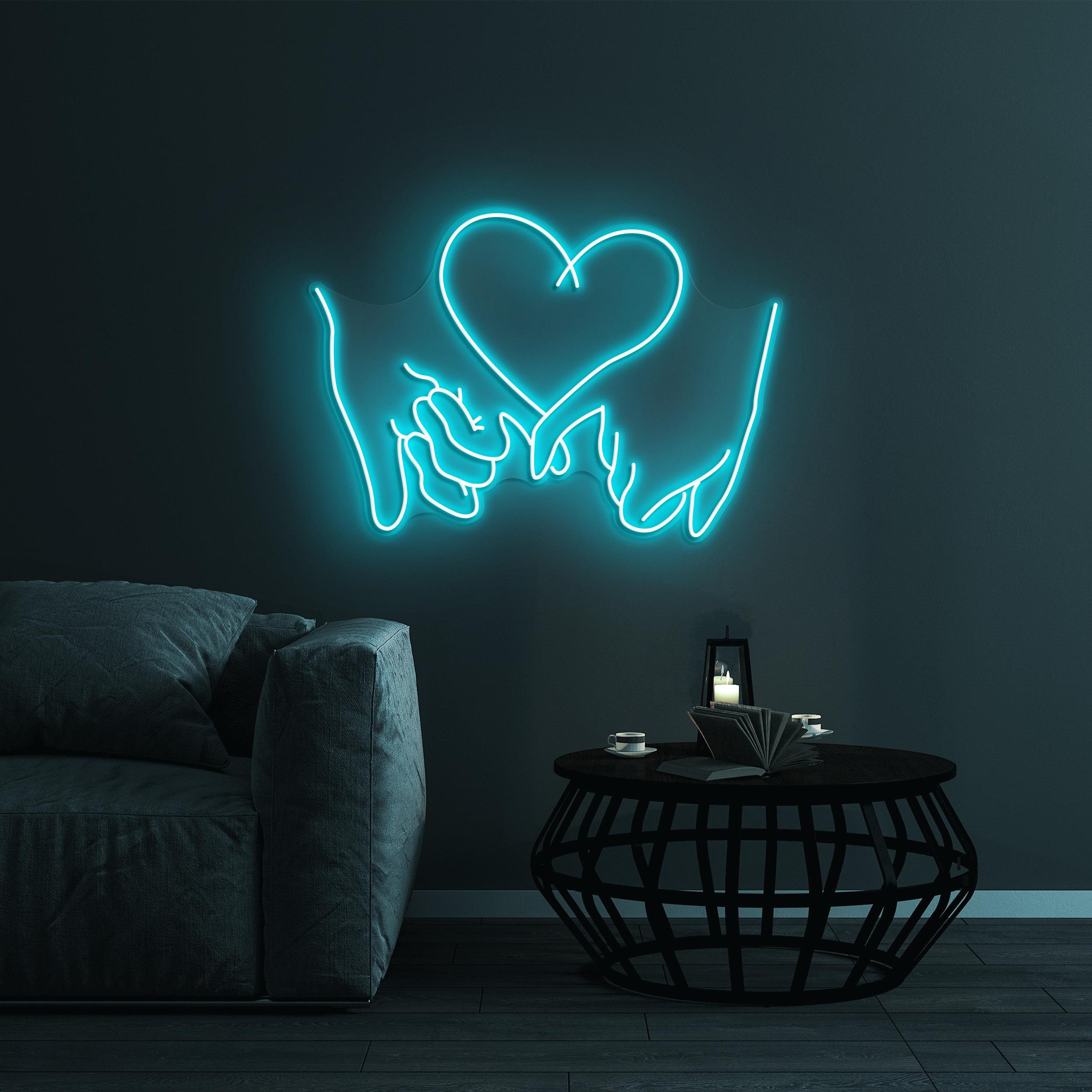 Holding Hands Heart Neon Sign, Holding Hands Heart LED Light, Lover Hands Wall Decor, Couple Hands Sign, Romantic Decor, Hand Heart Love Art