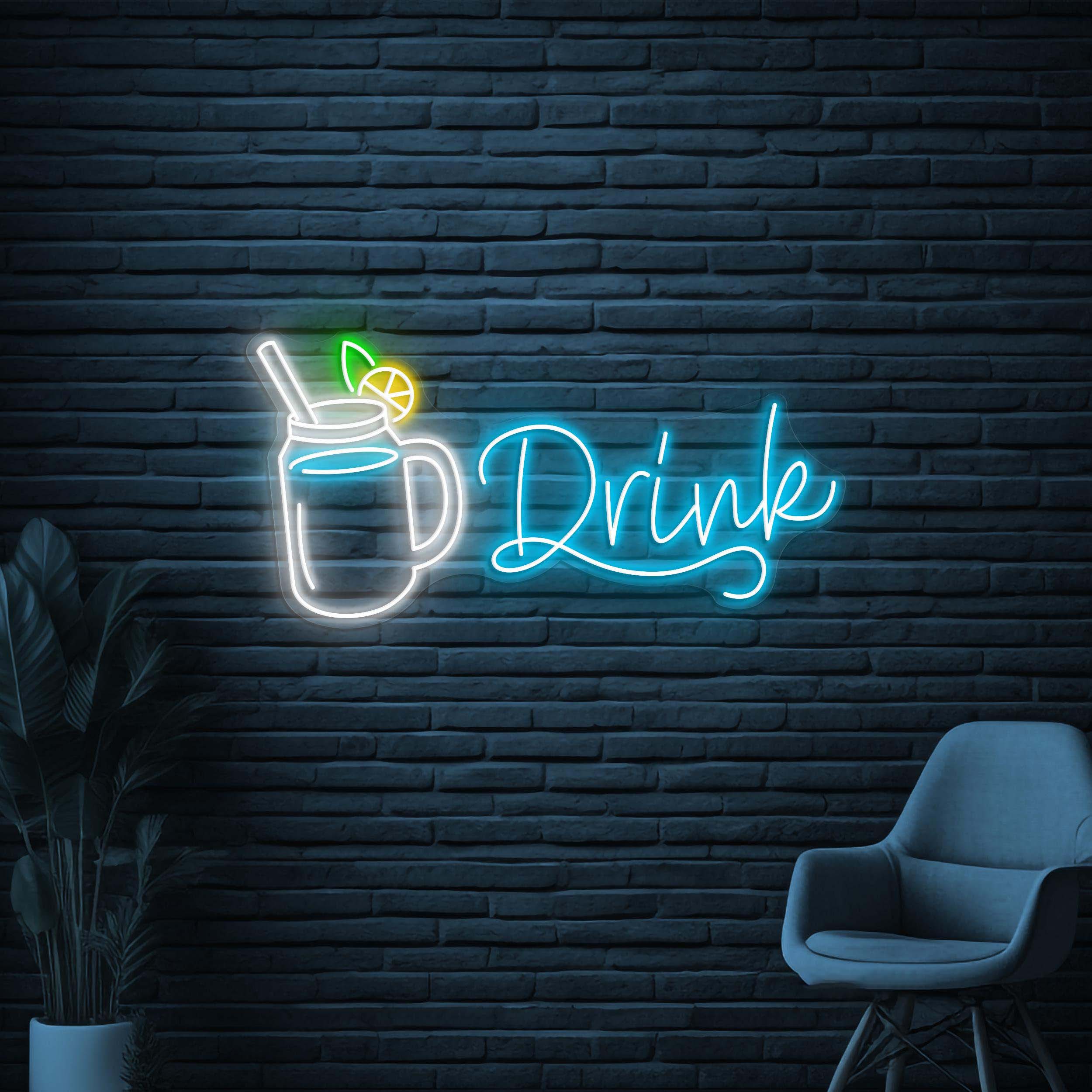Drink Neon Sign, Drink LED Light, Drink Up Wall Art, Bar Wall Decor, Juice Shop Neon Light, Cocktail Neon Sign, Drunk Art, Drink Corner Sign