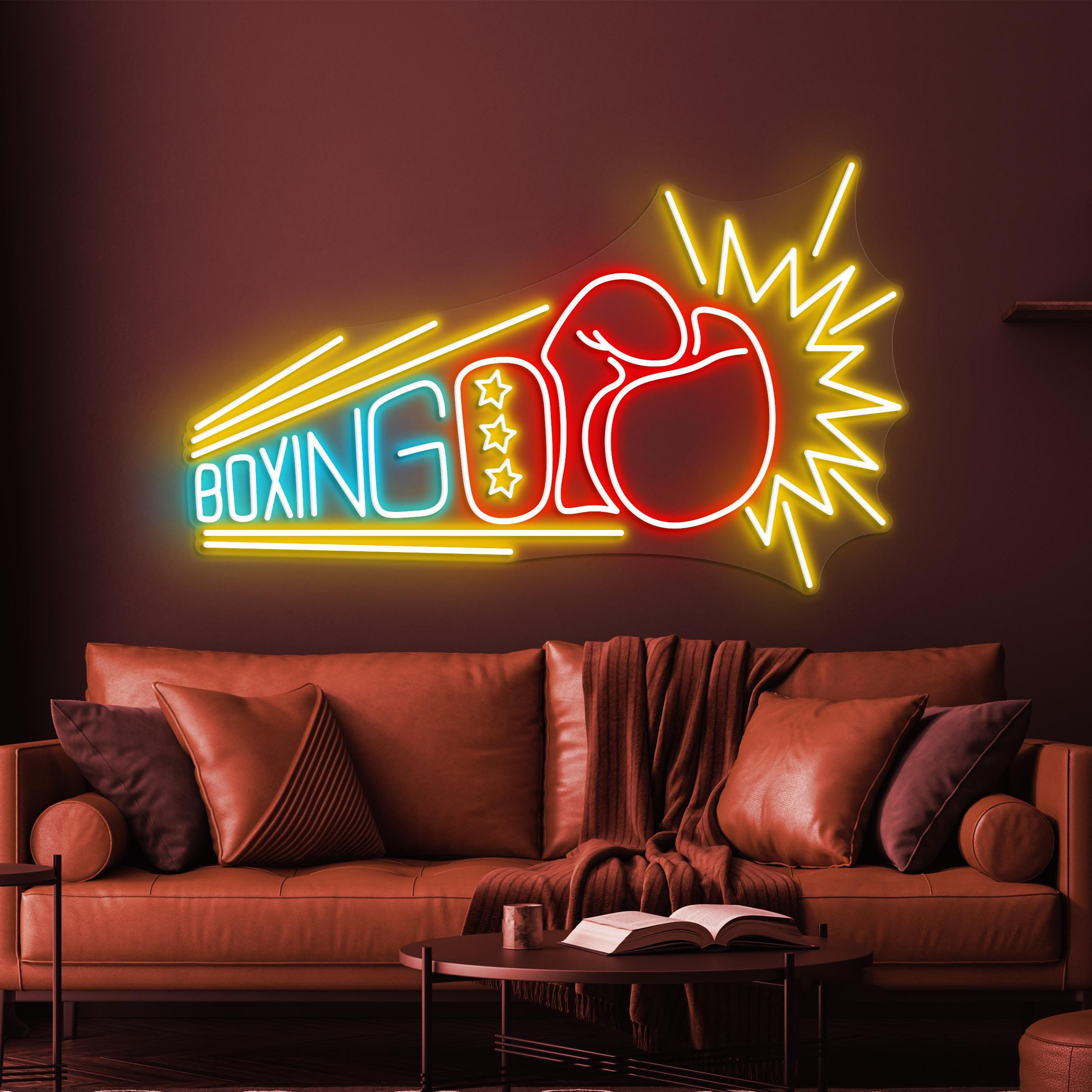 Boxing Glove Neon Sign, Boxing Glove LED Light, Gym Wall Decor, Knockout Wall Art, Boxing Club Sign, Boxing Lover Gift, Fight Night Light