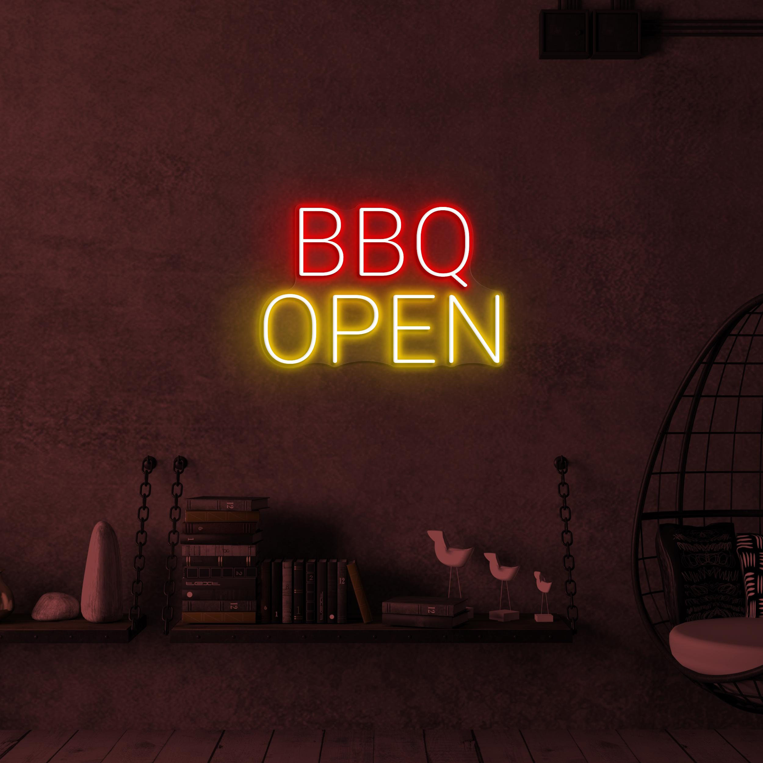 BBQ Open Neon Sign, BBQ open Led Light, BBQ Wall Decor, Restaurants Wall Art, Open Neon Sign, Welcome Wall Sign, Opening Door Shop Neon Art