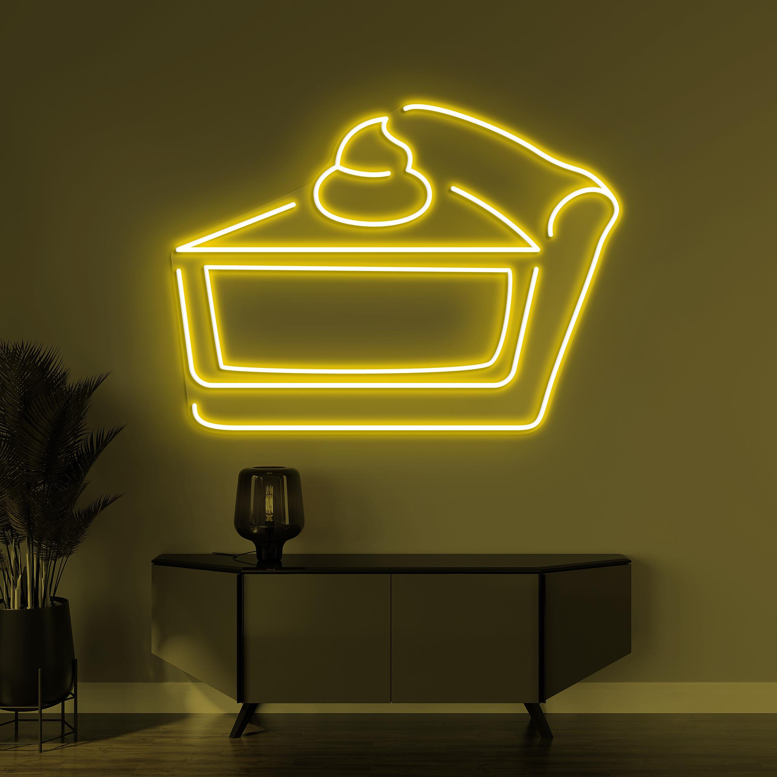 Cake Slice Neon Sign, Cake Slice LED Light, Birthday Cake Wall Decor, Dessert Time Wall Art, Pie Neon Sign, Kitchen Decor, Cake Shop Light