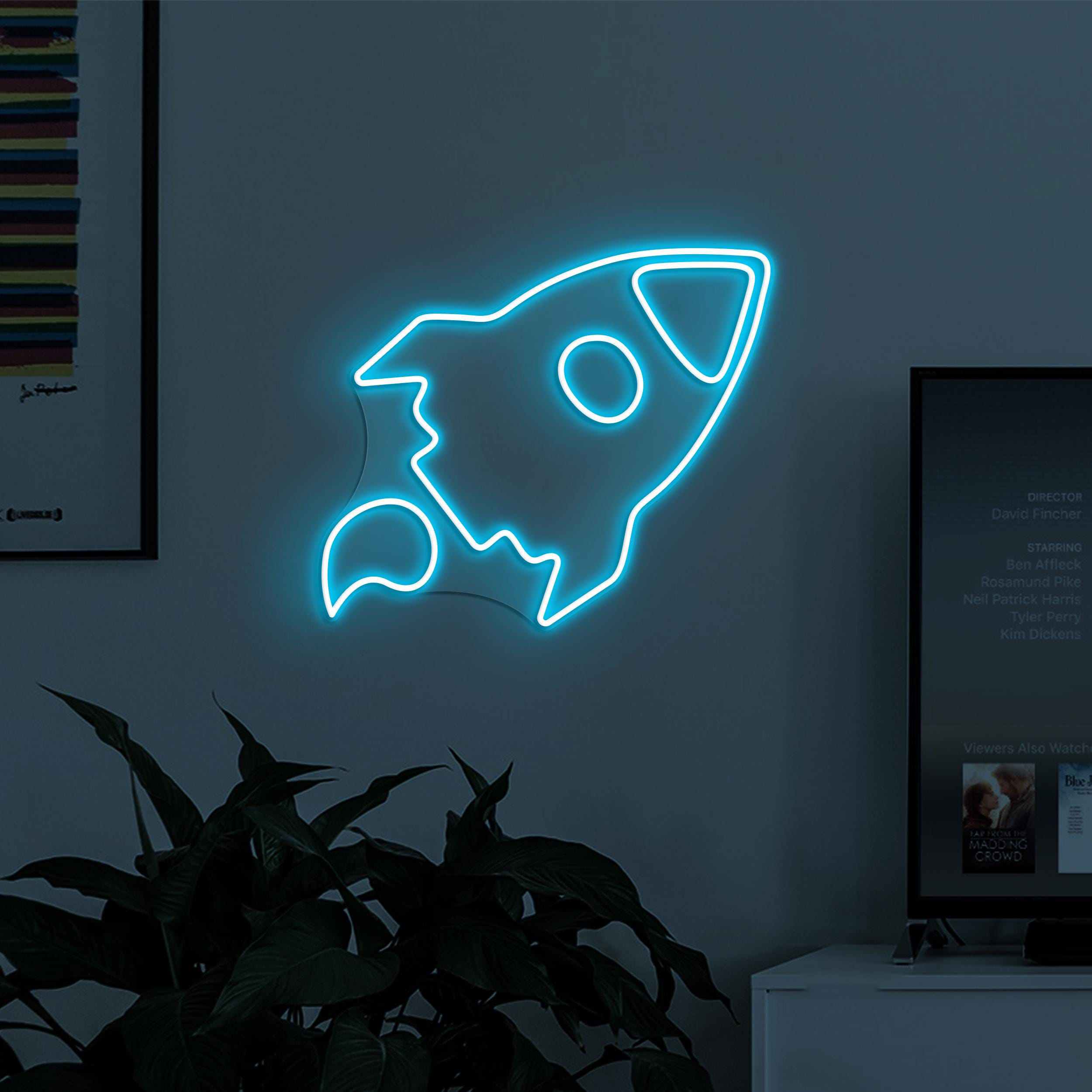 Rocket Neon Sign, Rocket LED Light, Space Exploration Wall Decor, Space Ship Wall Art, Kids Room Neon Light, Game Room Wall Art, Home Decor