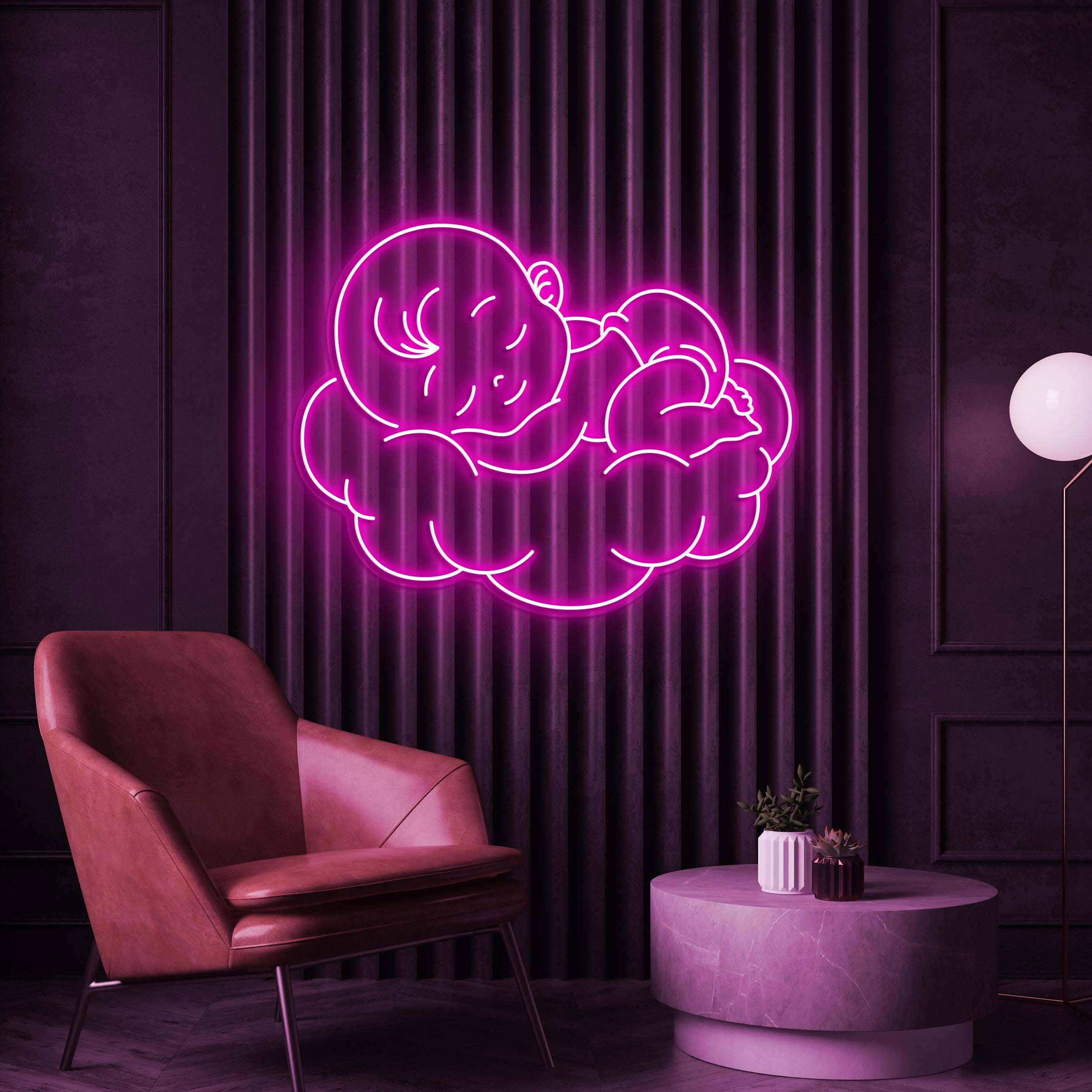 Sleeping Baby on Cloud Neon Sign, Sleeping Baby on Cloud LED Light, Sleeping Baby Wall Art, Cloud LED Decor, Home, Room, Newborn Party Decor