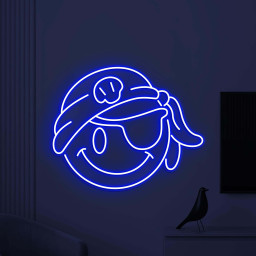 Pirate Smiley Face Neon Sign, Pirate Smiley Emoji LED Light, Smiley Face Wall Decor, Kids Room Wall Art, Pirate Emoji Sign, Bedroom Neon Art