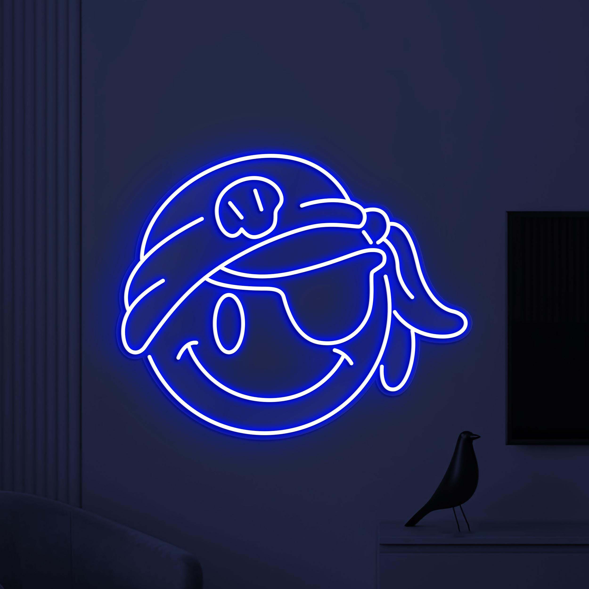 Pirate Smiley Face Neon Sign, Pirate Smiley Emoji LED Light, Smiley Face Wall Decor, Kids Room Wall Art, Pirate Emoji Sign, Bedroom Neon Art