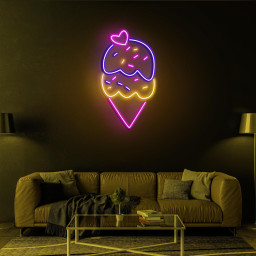 Cone Ice Cream Neon Sign, Cone Ice Cream LED Light, Ice Cream Display, Decor for Ice Cream Shop, Cafe, Bar, Dessert Spot, Ice Cream Wall Art