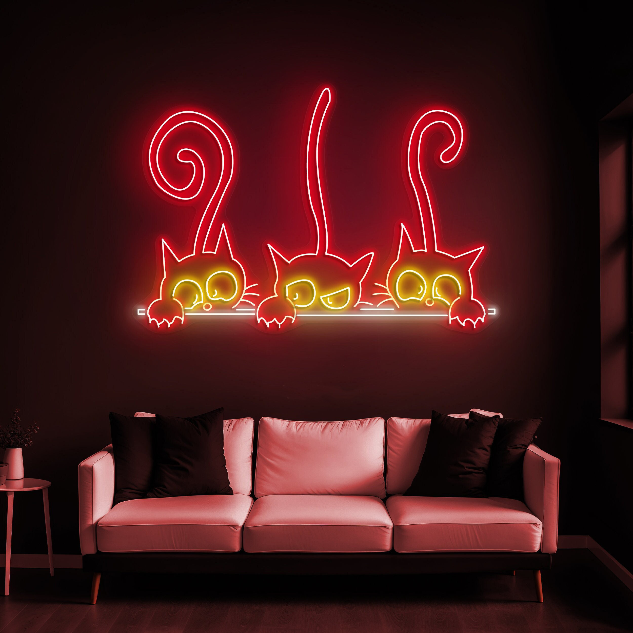 Cats Neon Sign, Cute Kittens LED Light, Wall Hanging Cat Neon Sign, Anime Cat Decor for Pet Shop, Game Room, Bedroom, and Home Decor, Gift