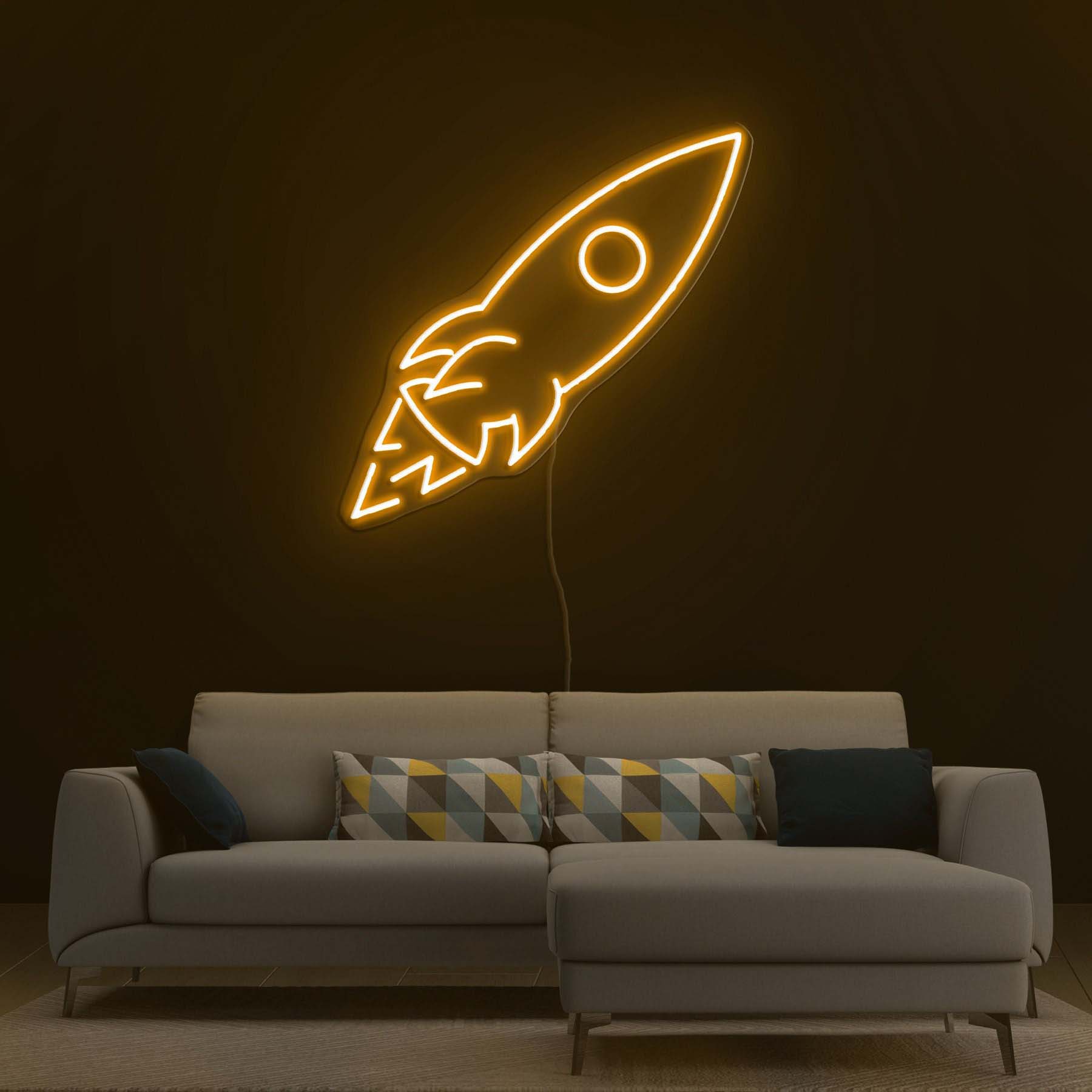 Rocket Neon Sign, LED Light Room Decor for Game Room, Bedroom, Man Cave, Wall Art for Home, Bar, Rocket Launching  Neon Sign,  Birthday Gift