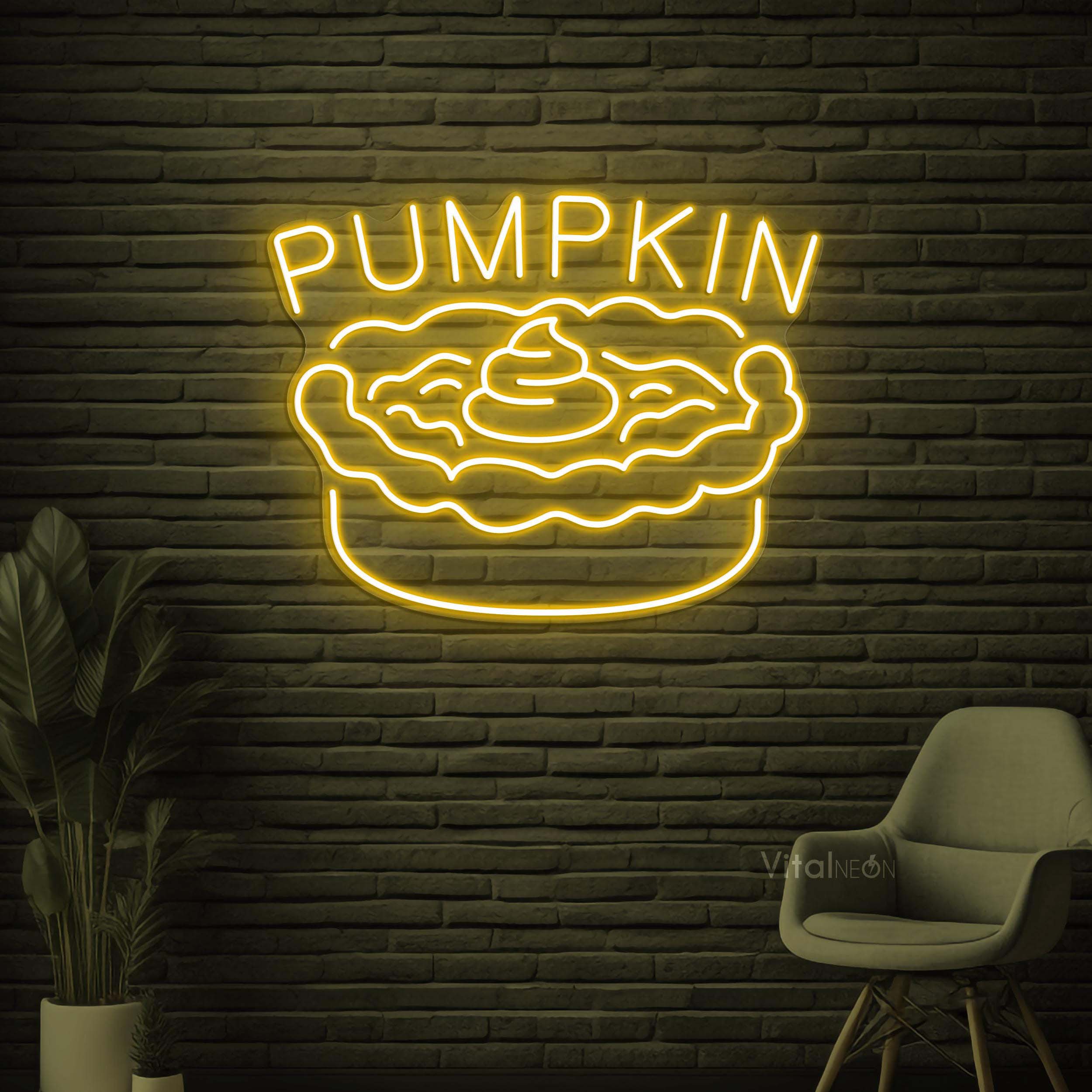 Pumpkin Pie Neon Sign, Pumpkin Pie LED Light, Pie Wall Decor, Sweet Dish Neon Art, Custom Neon Sign,, Dessert Shop Art, Gift for Pie lover