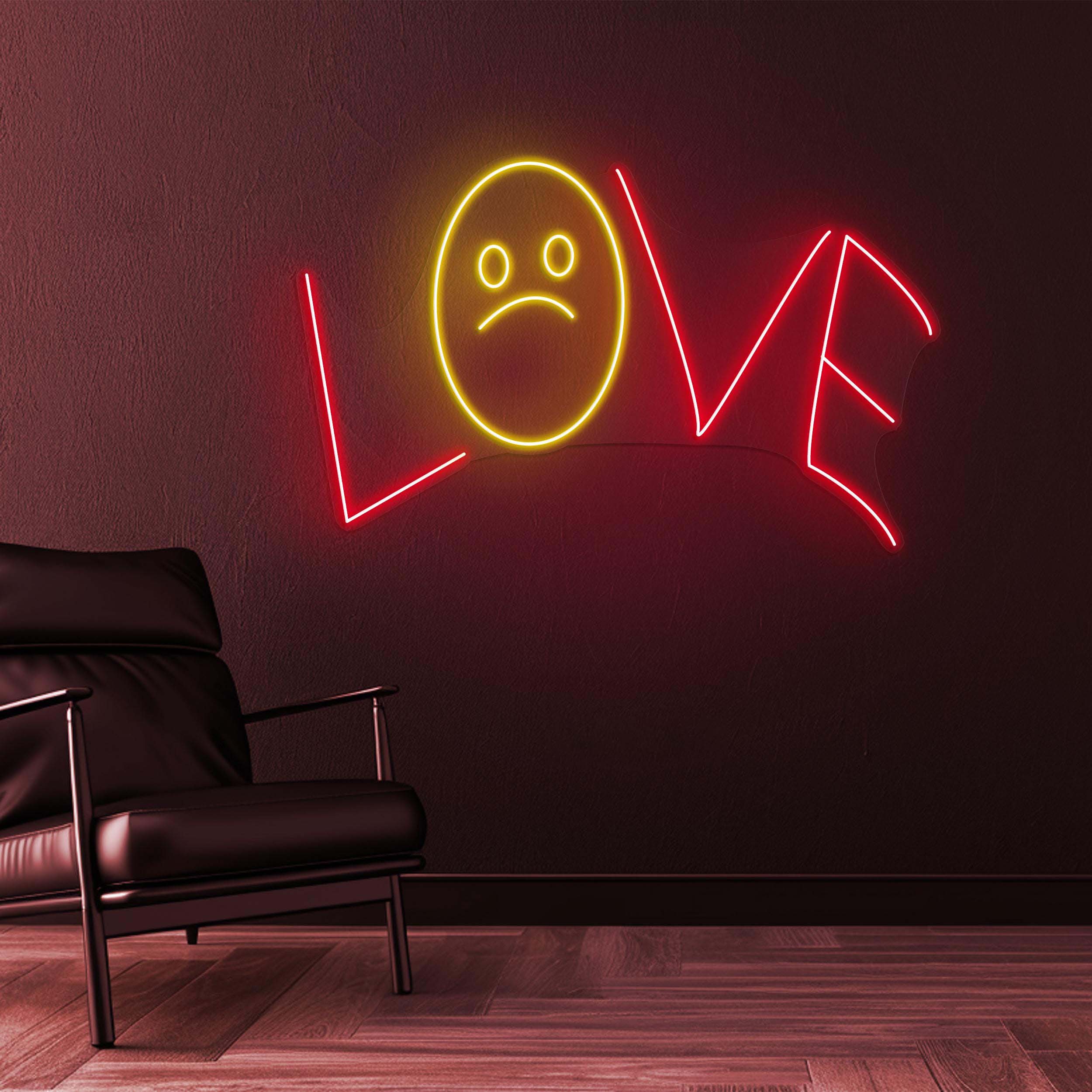 Love Neon Sign, Sad Face Love Neon Art, Love LED Neon Art, Home Wall Decor, Love Light, Custom Neon Sign, Party Neon Sign, Kids Room Decor