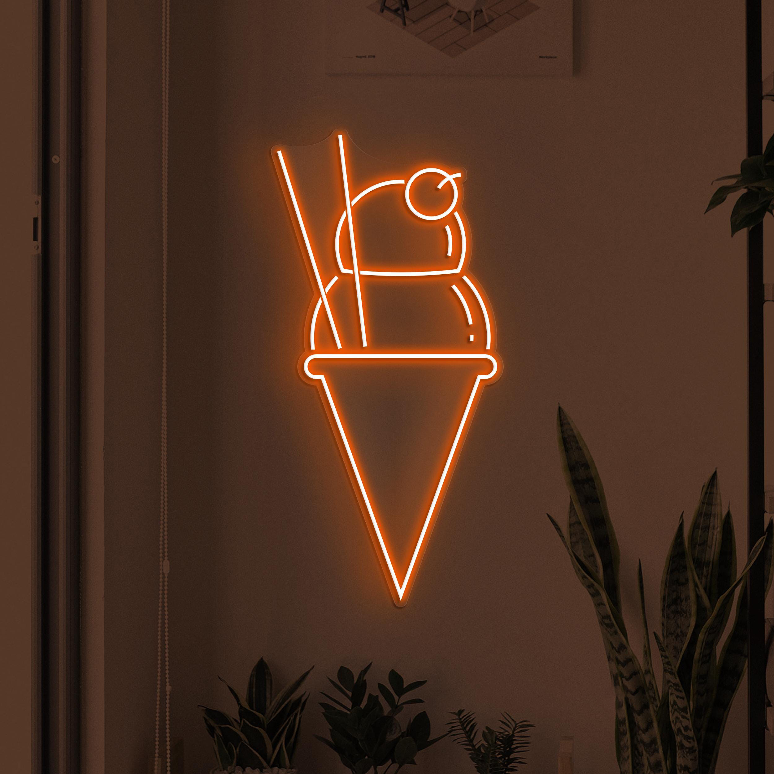 Ice Cream Neon Sign, Ice Cream LED Light, Ice-cream Spot Wall Decor, Cone Ice Cream Wall Art, Sweet Treat Neon Light, Dessert Shop Led Sign