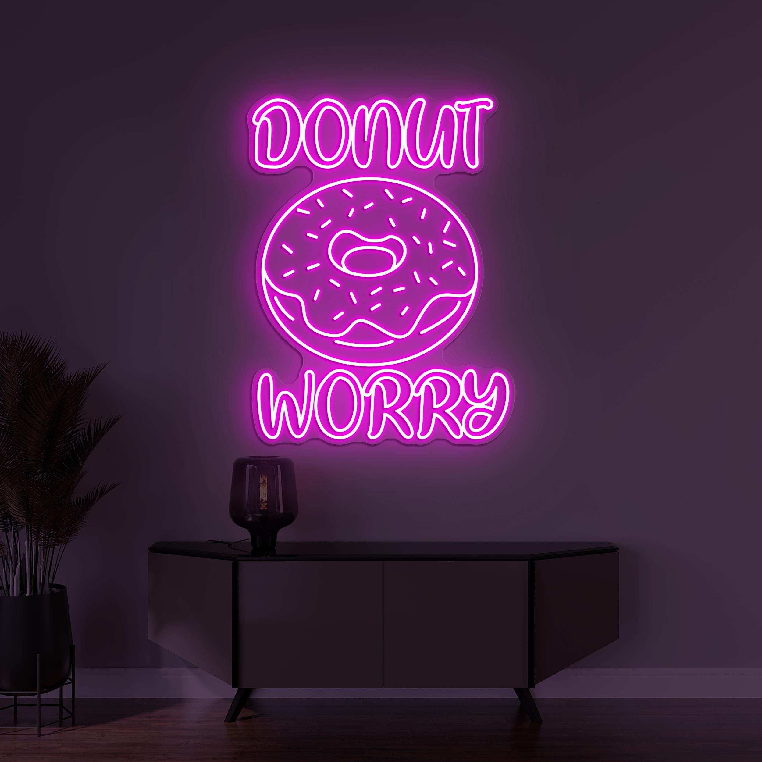 Donut Worry Neon Sign, Donut Worry LED Light, Donut Cake Wall Sign, Birthday Gift, Kitchen Wall Decor, Donut Cafe Wall Art, Donut Led Light