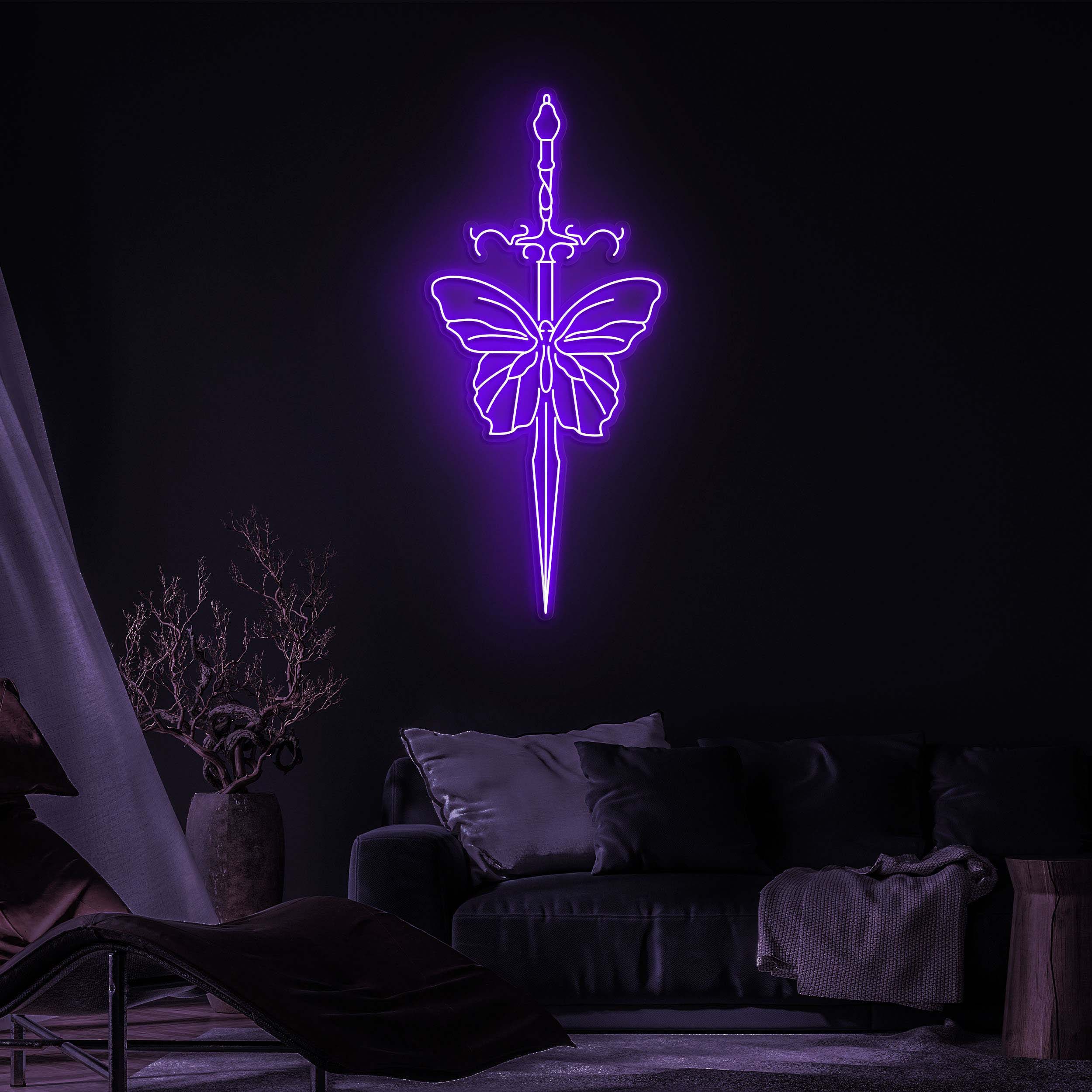 Sword Butterfly Neon Sign, Sword Neon Light, Butterfly LED Decor for Home, Dorm, Kids Room or Office, Wall Art, Sword Neon Sign, Gift Idea