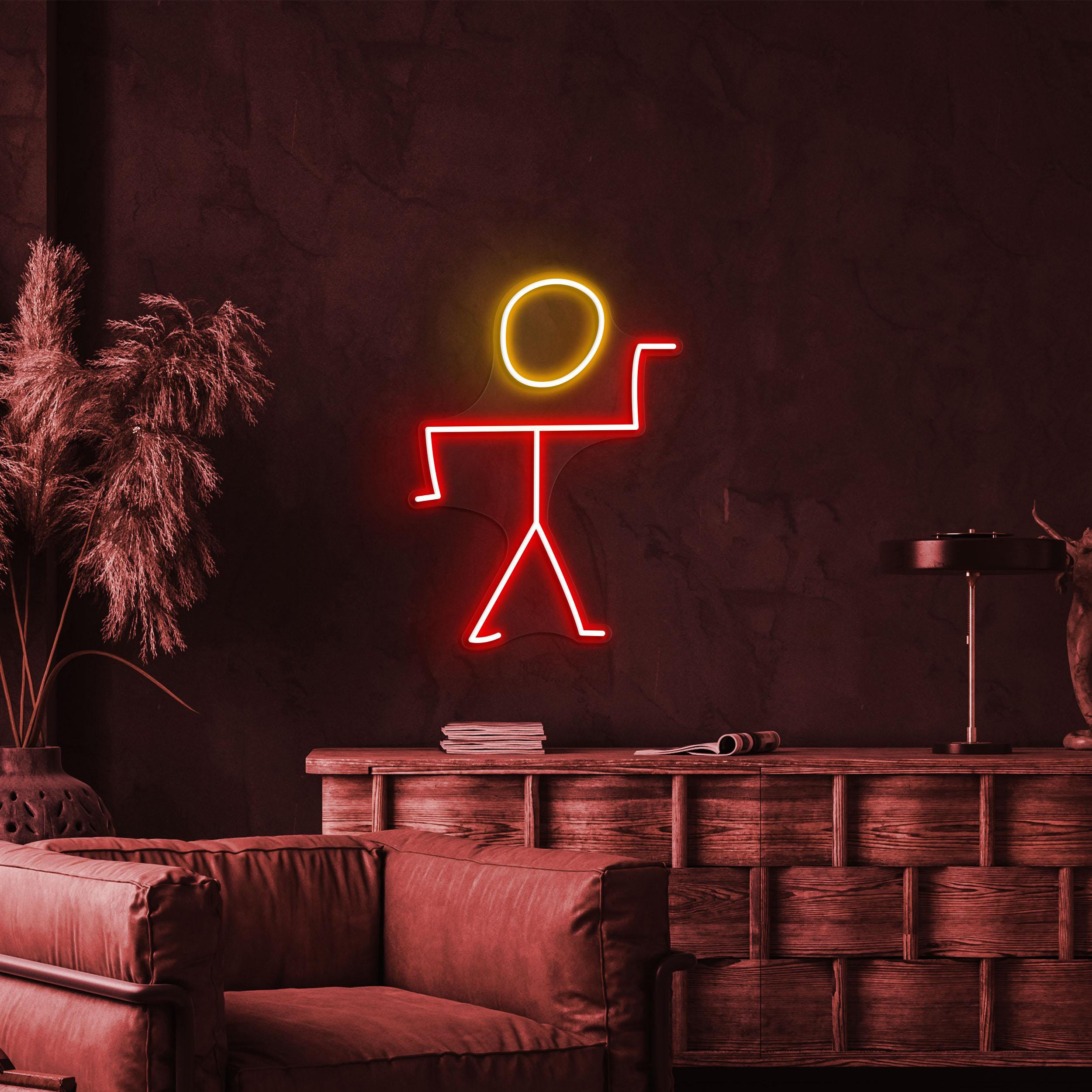 Stick Neon Sign, Stick Man led Light, Stick Man Decor, Dancing Sticky Man Sign, Funny Man Wall Art, Home Wall Decor, Party Decor, Gift idea