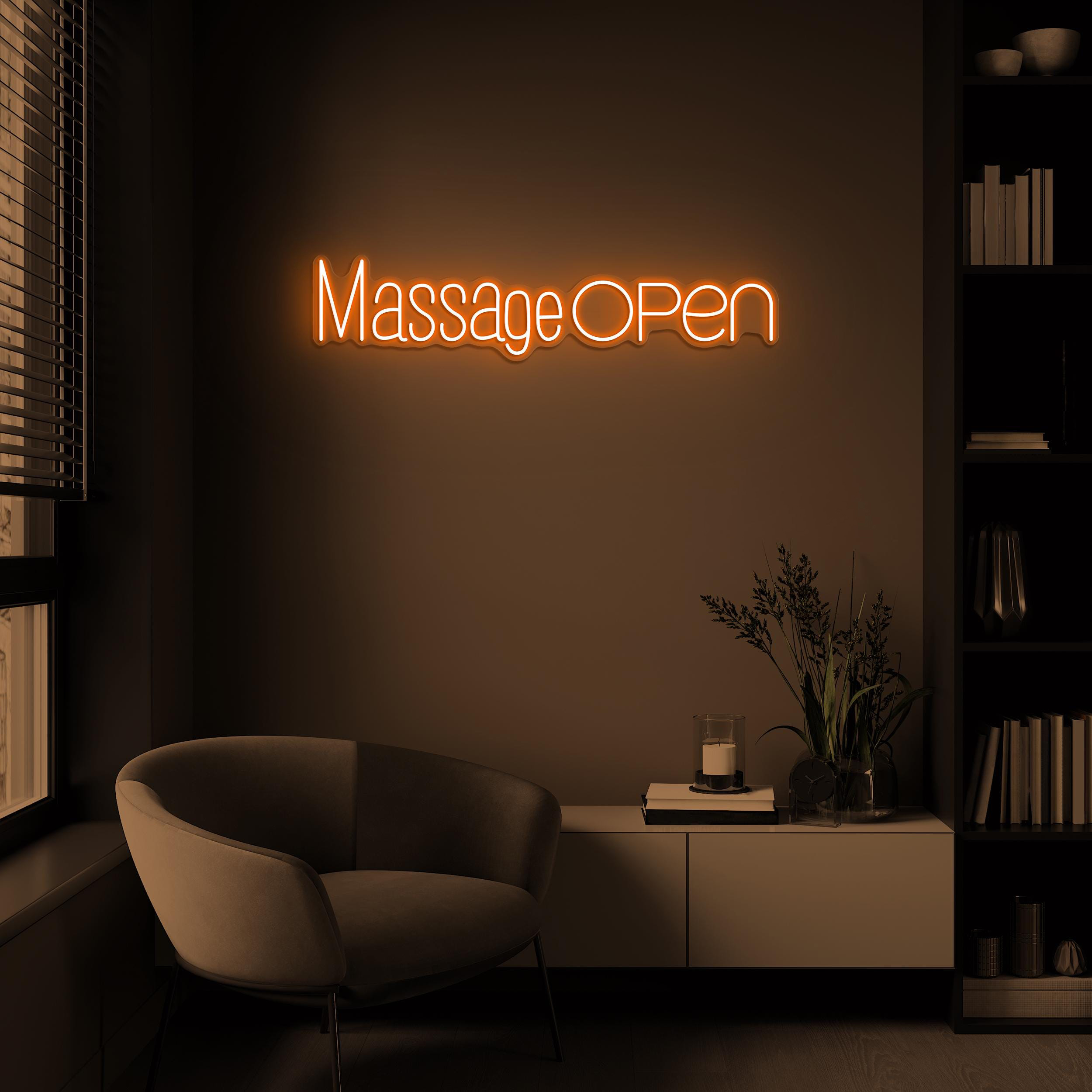 Massage Open Neon Sign, Massage Open LED Light, Massage Therapy Body Art, Body Care Salon Sign, Massage Room Decor, Custom Massage Neon Sign