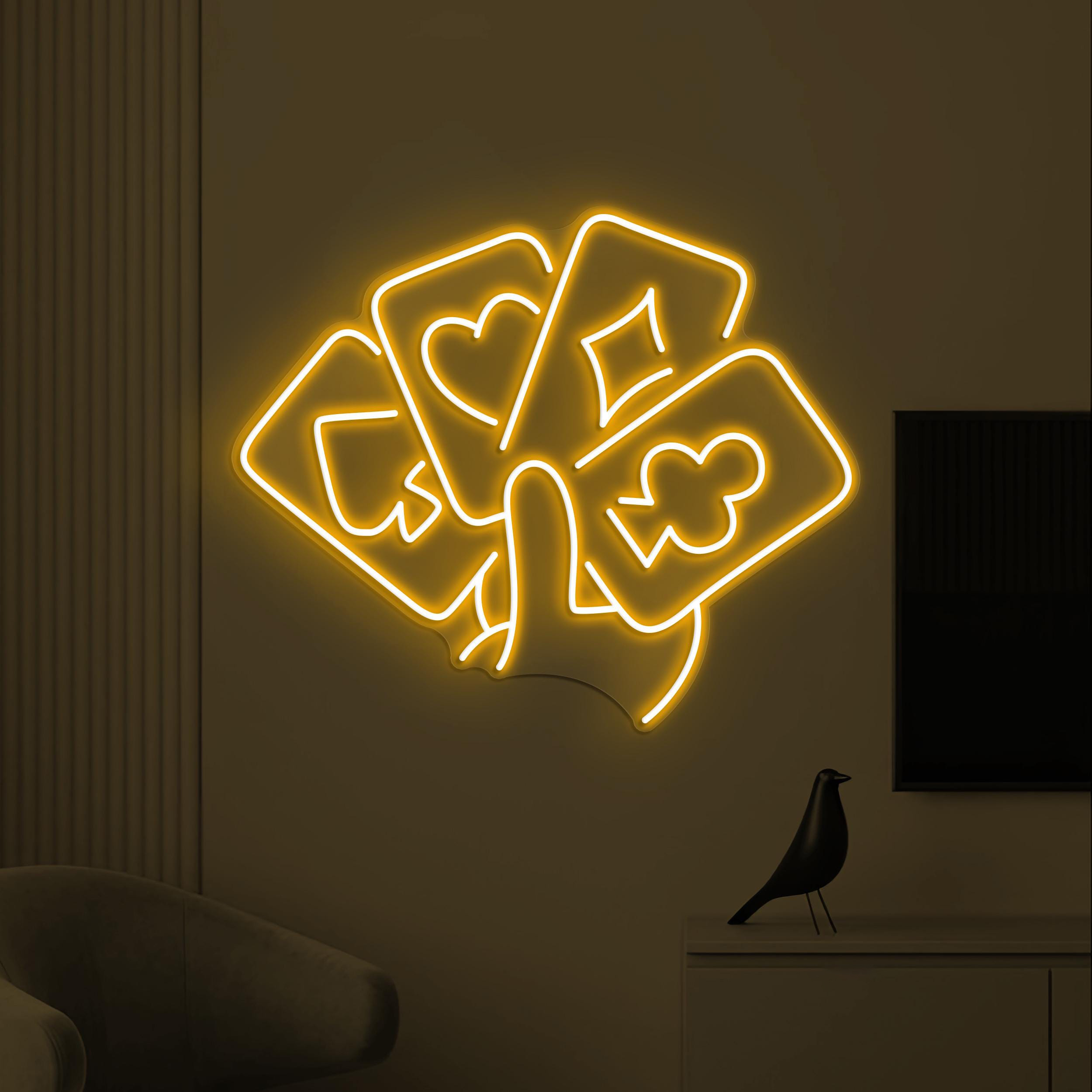 Poker Cards Neon Sign, Playing Cards LED Light, Casino Cards Wall Decor, Game Room Wall Art, Poker Room Neon Light, Home Wall Led Sign, Gift