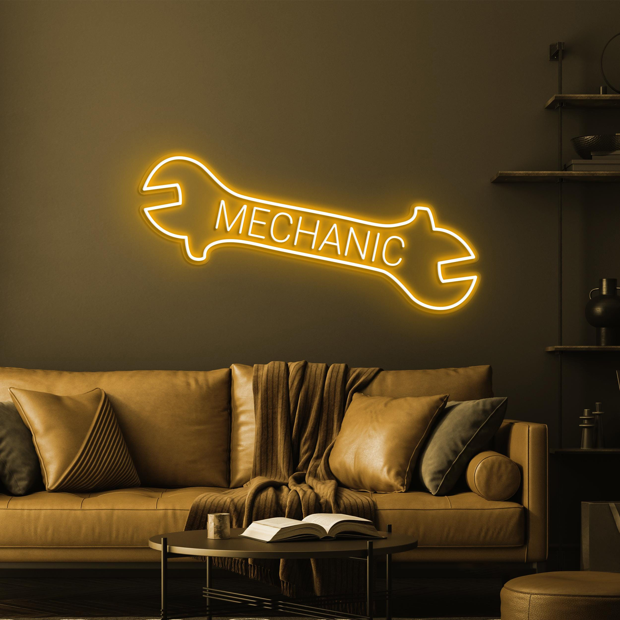 Mechanic Neon Sign, Mechanic LED Light, Car Repair Shop Wall Decor, Wrench Wall Decor, Mechanic Logo Neon Sign, Car Repair Service Decor