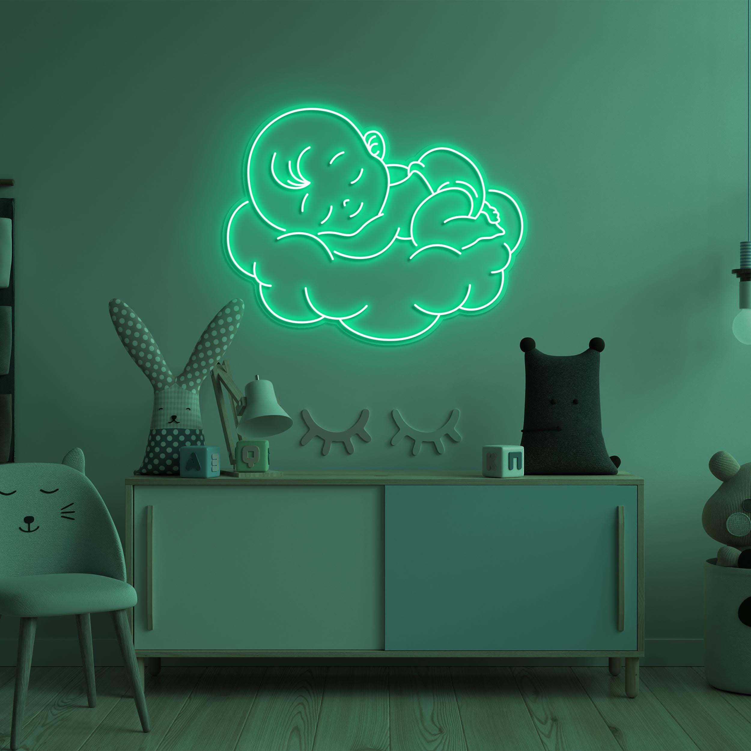 Sleeping Baby on Cloud Neon Sign, Sleeping Baby on Cloud LED Light, Sleeping Baby Wall Art, Cloud LED Decor, Home, Room, Newborn Party Decor