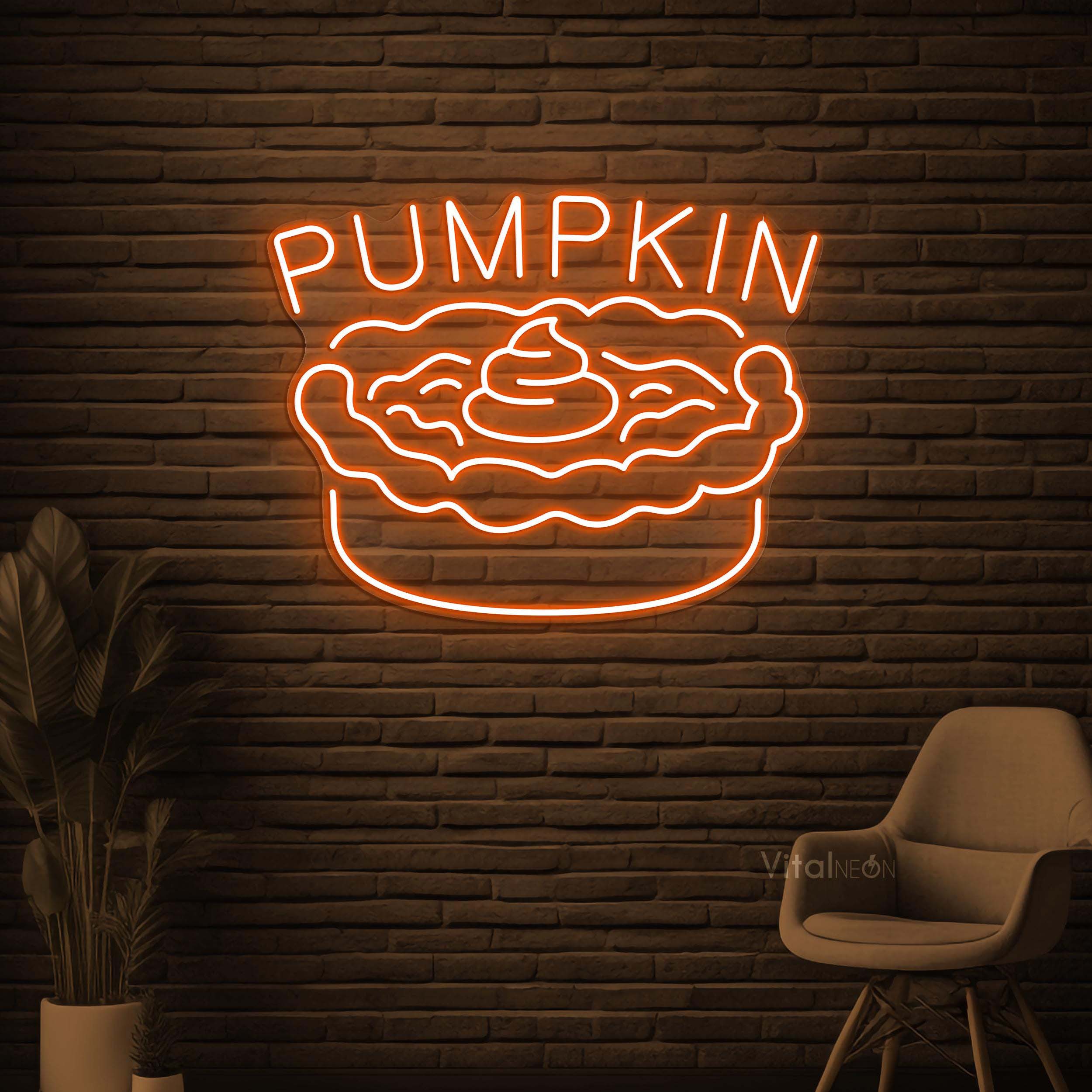 Pumpkin Pie Neon Sign, Pumpkin Pie LED Light, Pie Wall Decor, Sweet Dish Neon Art, Custom Neon Sign,, Dessert Shop Art, Gift for Pie lover