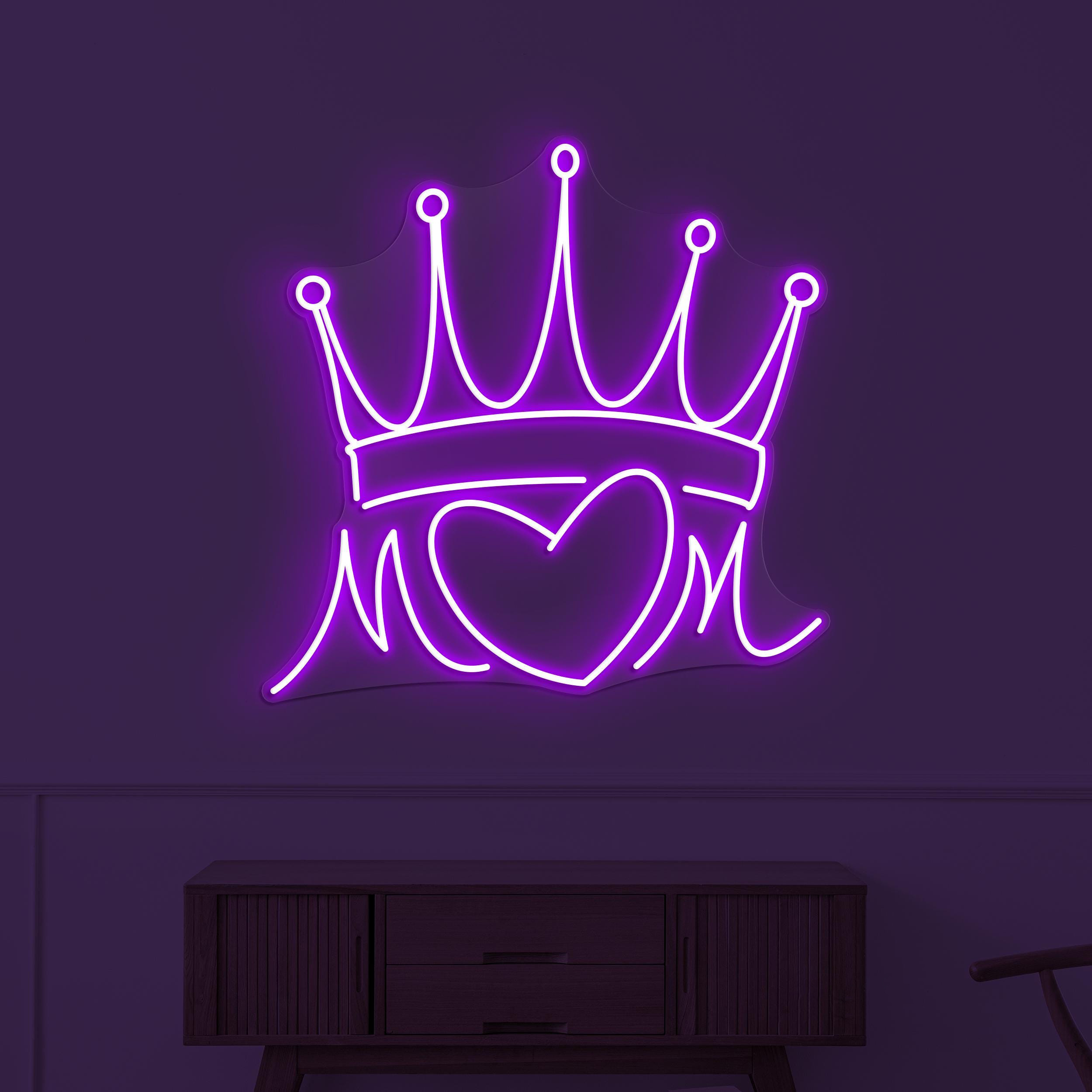 Crown Neon Sign, Crown Heart LED Light, Queen Crown Wall Decor, Mom Crown Neon Light, Home Decor, Royal Crown Decor, Princess Crown Wall Art