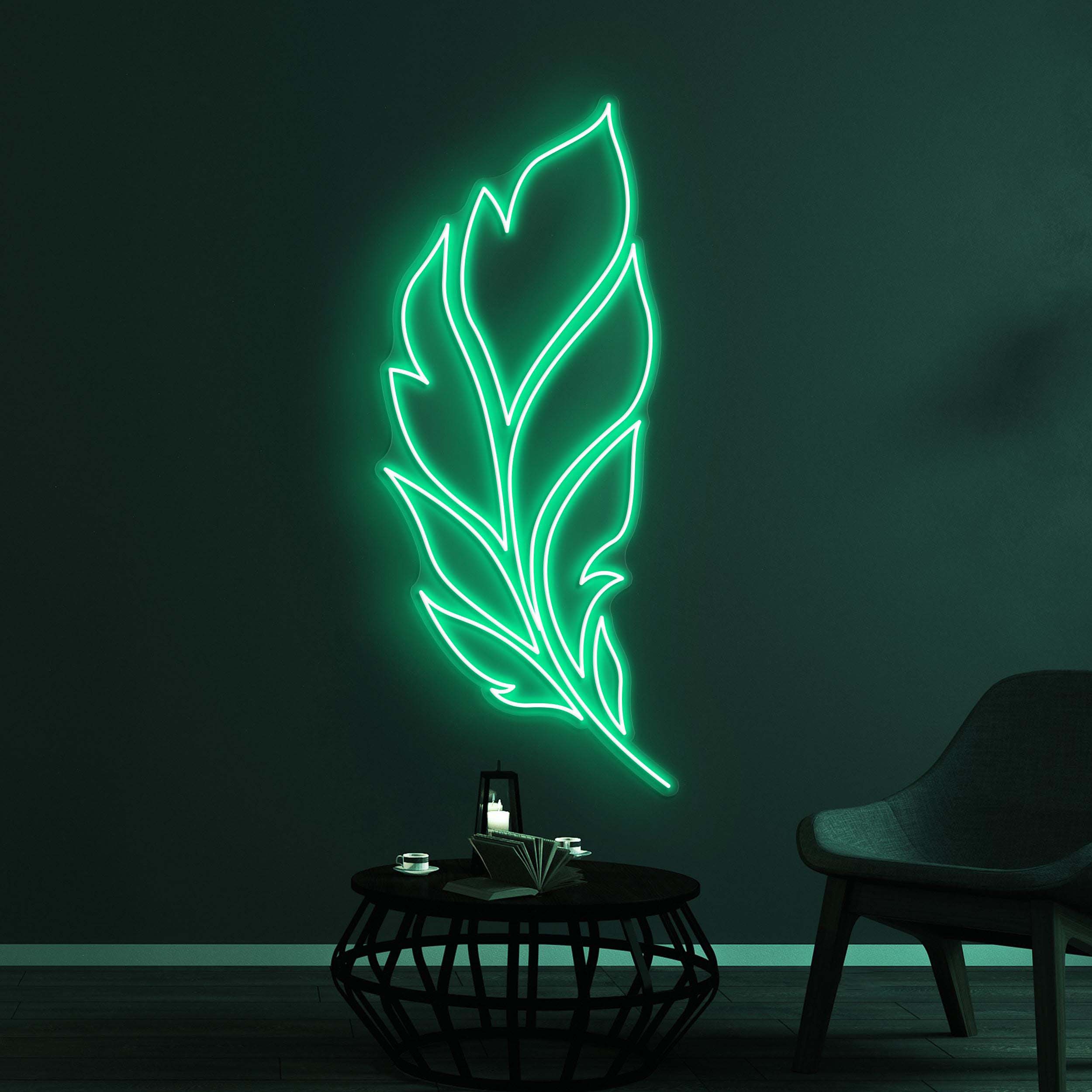 Feather Neon Sign, Feather LED Light, Home Wall Decor, Bedroom Neon Wall Light, Personalized Neon Sign, Leaf Wall Art, Nature Neon Decor
