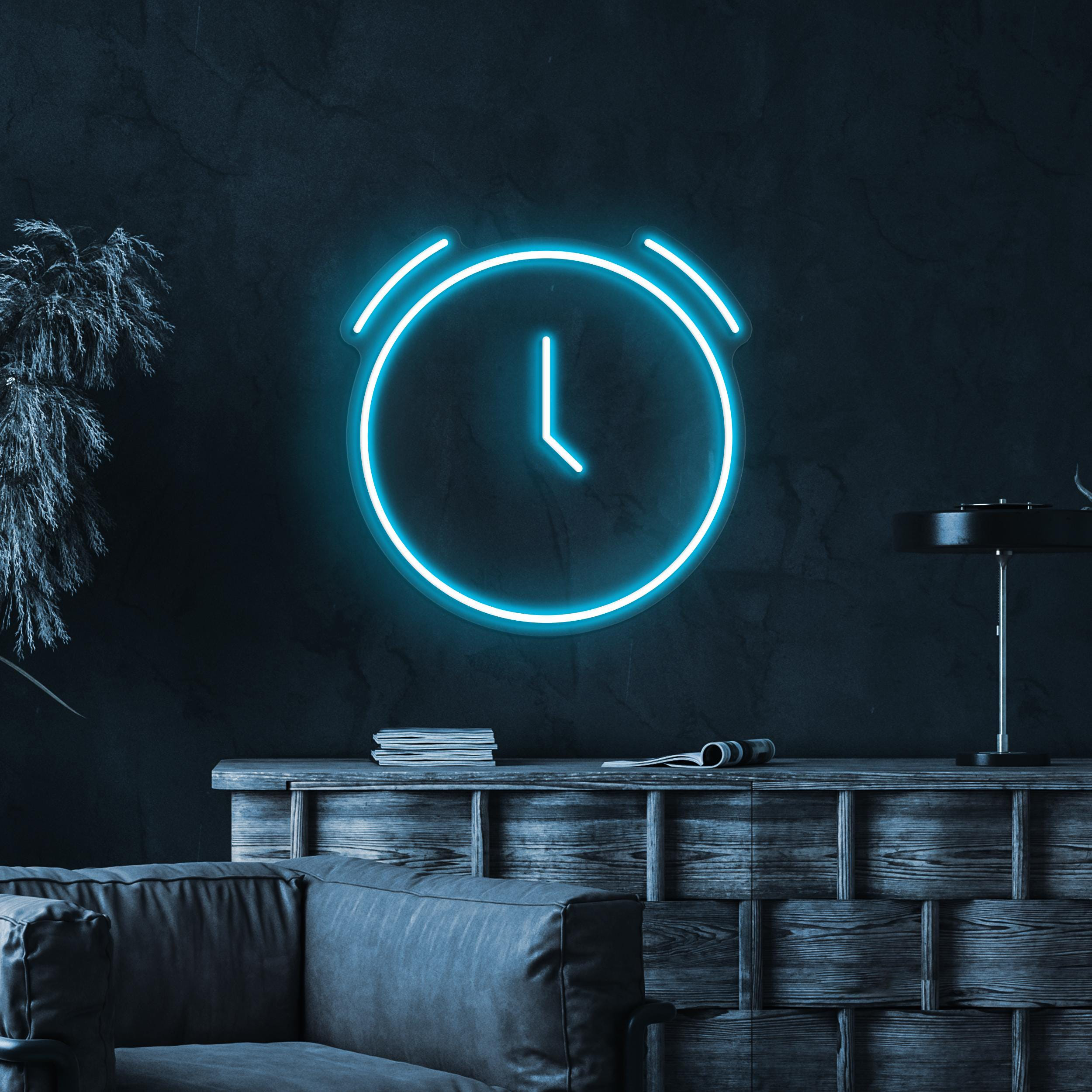 Clock Neon Sign, Clock LED Light, Neon Decor for Cafe, Bar, Restaurants, Time Wall Art, Kids Room Neon Light, Gift for Birthday, Custom Sign