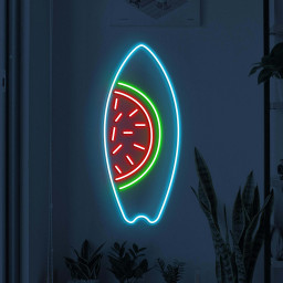 Surfboard Neon Sign, Watermelon Surfboard LED Light, Beach Wall Decor, Beach Day Wall Art, Ocean Lover Gift, Sea Surfboard Neon Wall Light