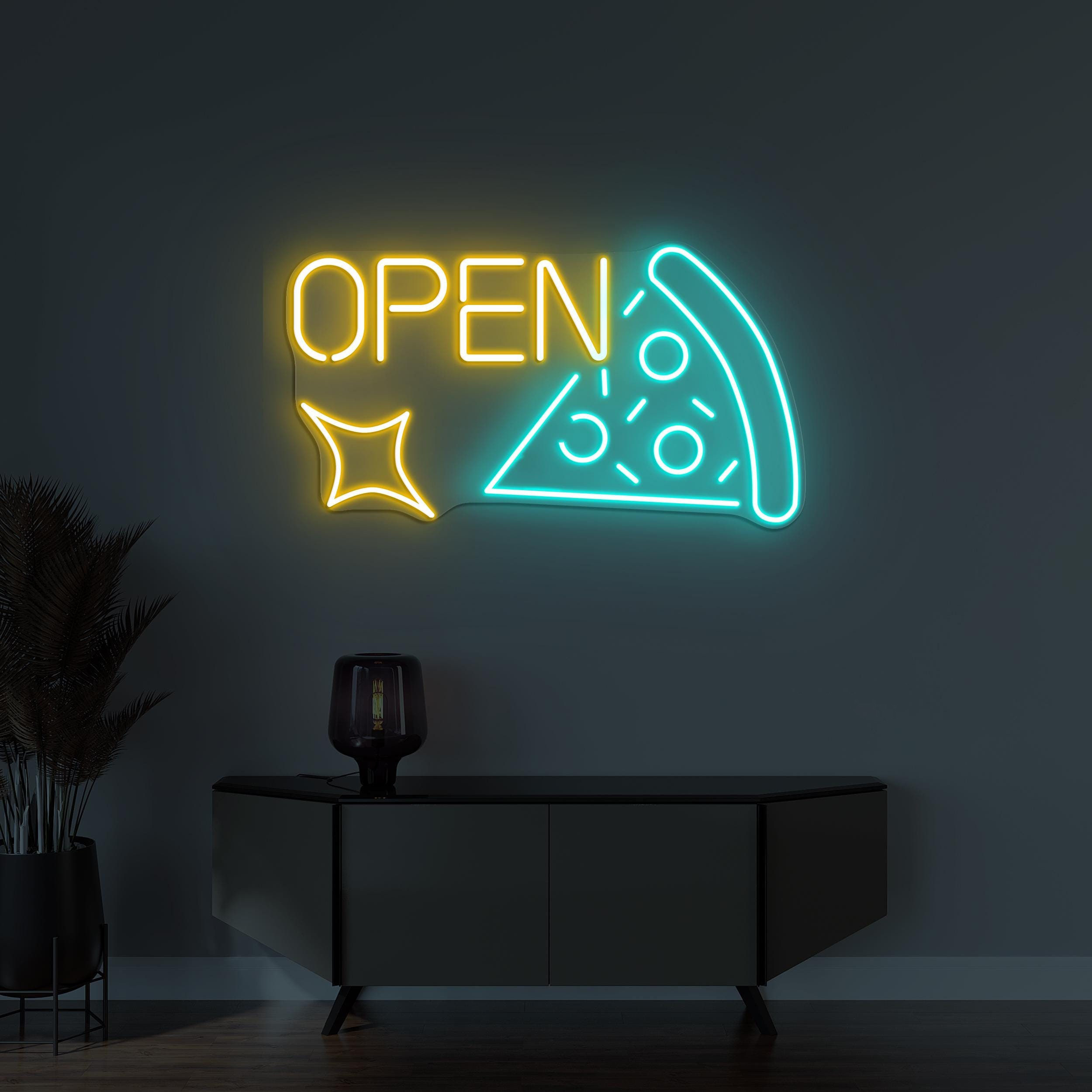 Pizza OPEN Neon Sign, Pizza OPEN LED Light, Fast Food Restaurant Wall Decor, Kitchen Neon Art, Pizza Shop Neon Light, Personalized Neon Sign