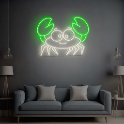 Crab Neon Sign, Crab LED Light, Crab Wall Art Sign, Beach House Decor, Colorful Crab Neon Light for Seafood Shops, Kitchens, Coastal Decor