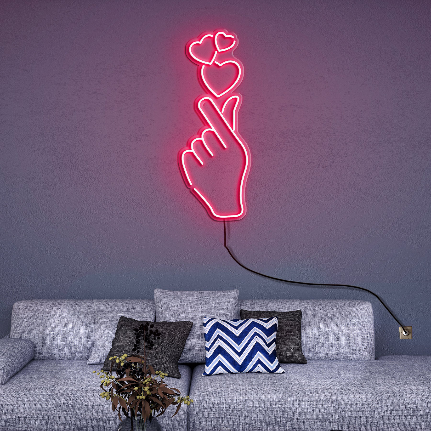 Finger Heart LED Neon Sign, Hand Heart Light, Party Sign, Heart Neon Decor, Sign for Bedroom, Living Room, Wedding, Birthday, Celebration