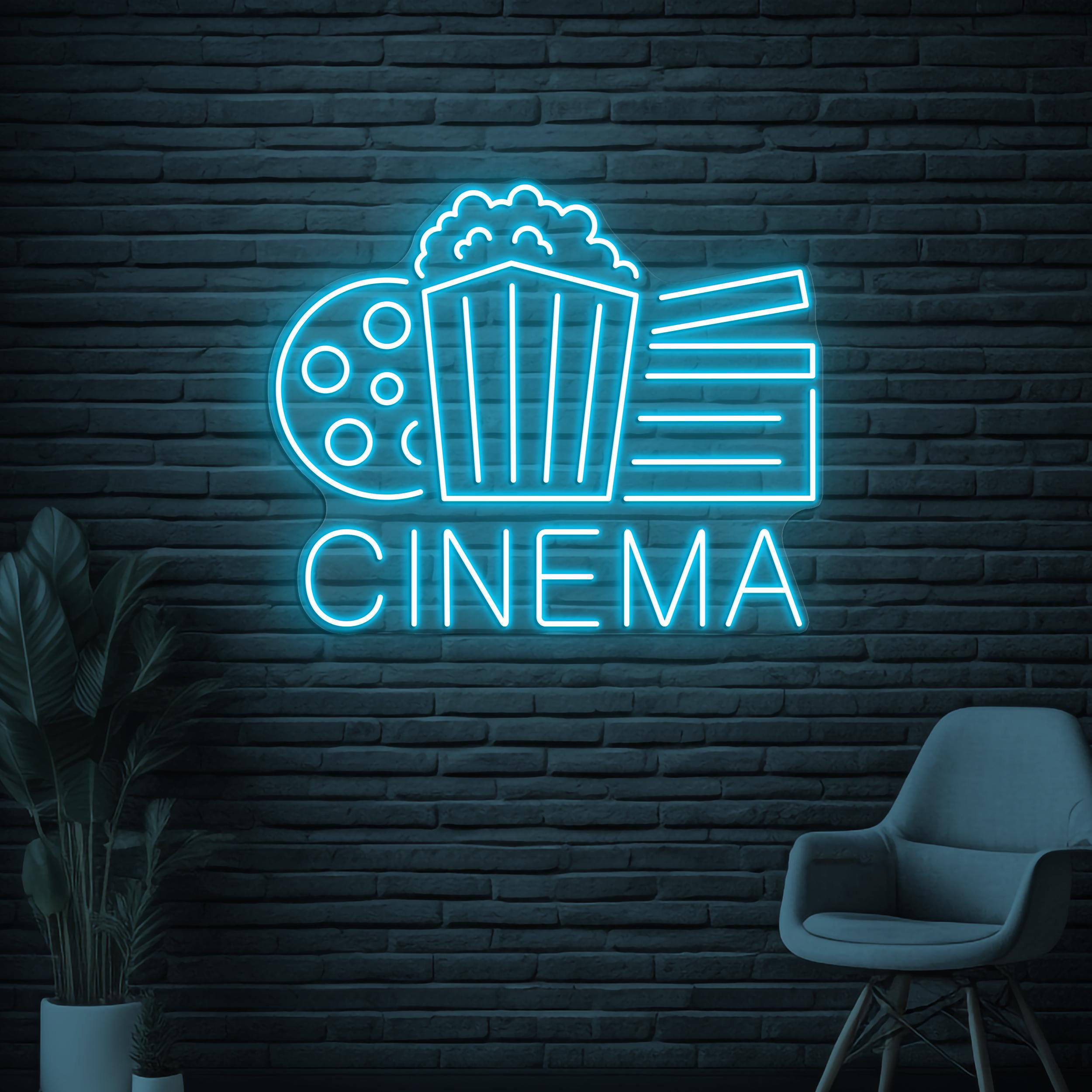 Cinema Neon Sign, Cinema LED Light, Cinema Room Wall Decor, Movie Theater Neon Art, Cinema Popcorn Sign, Movie Lover Gift, Cinema Home Decor