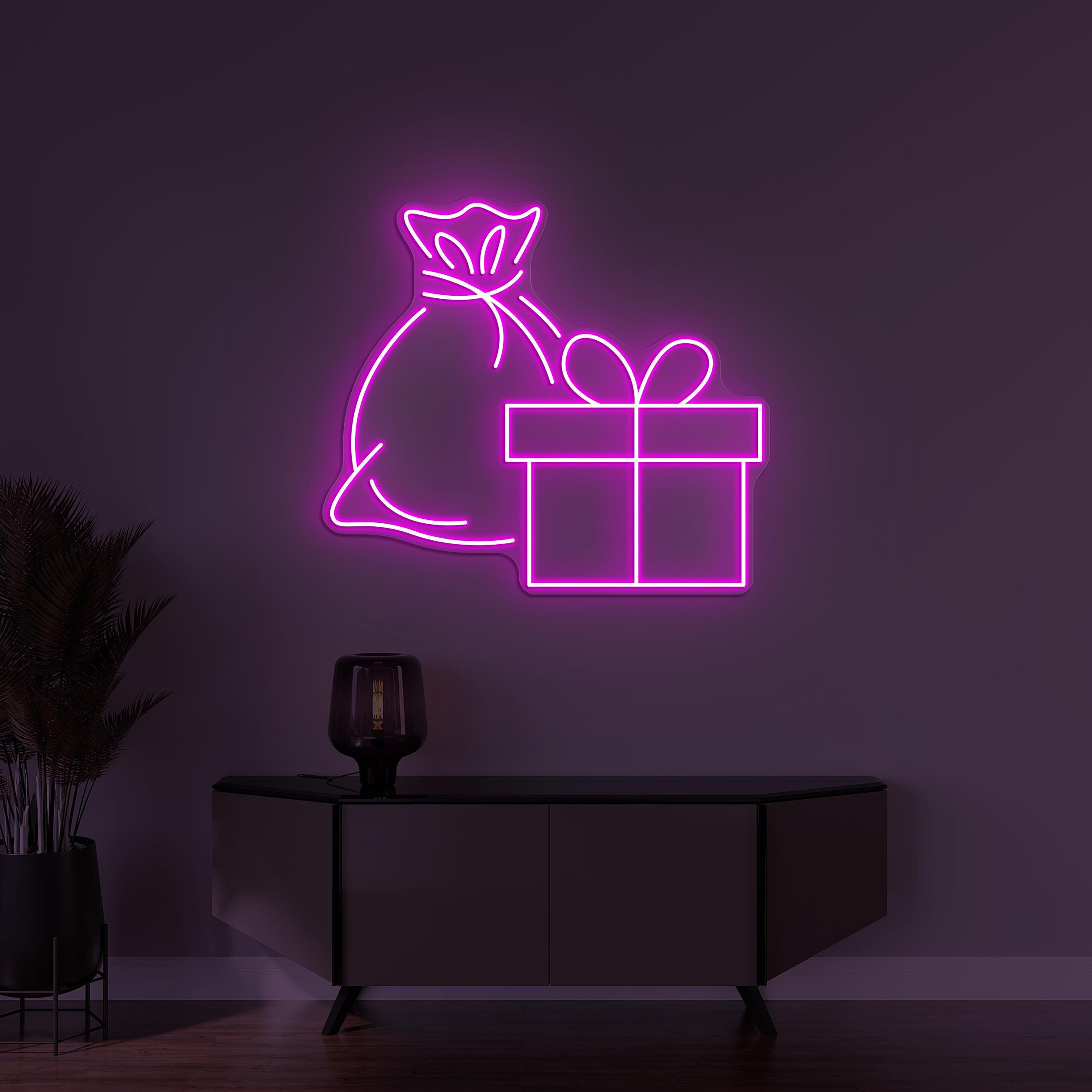 Gift Set Neon Sign, Gift Set LED Light, Christmas Wall Decor, Christmas Party Sign, Holiday Wall Art, Christmas Gifts, Festive Neon Light