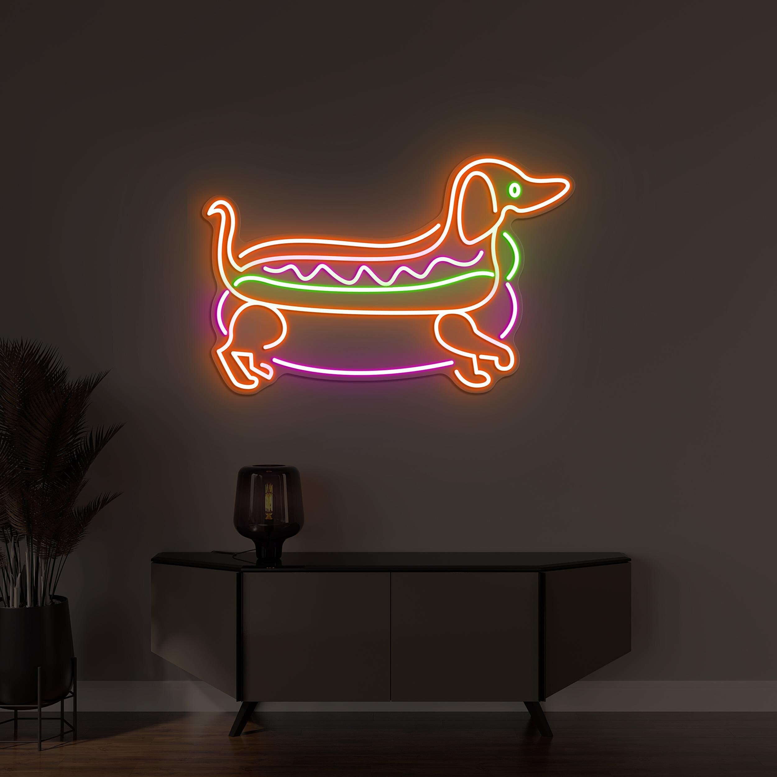 Dachshund Hot Dog Neon Sign, Dachshund Hot Dog LED Light, Dog Wall Decor, Custom Neon Sign, Hot Dog Shop Decor, Kids Room and Pet Shop Decor
