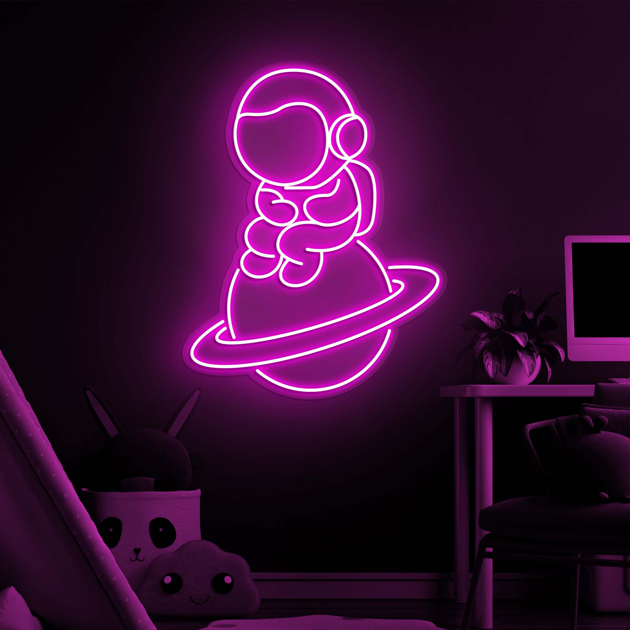 Astronaut Neon Sign, Astronaut on Planet Neon Light, Space Art, LED Neon Sign, LED Lights for Bedroom, Game Room, Space Lovers & Kids' Gifts