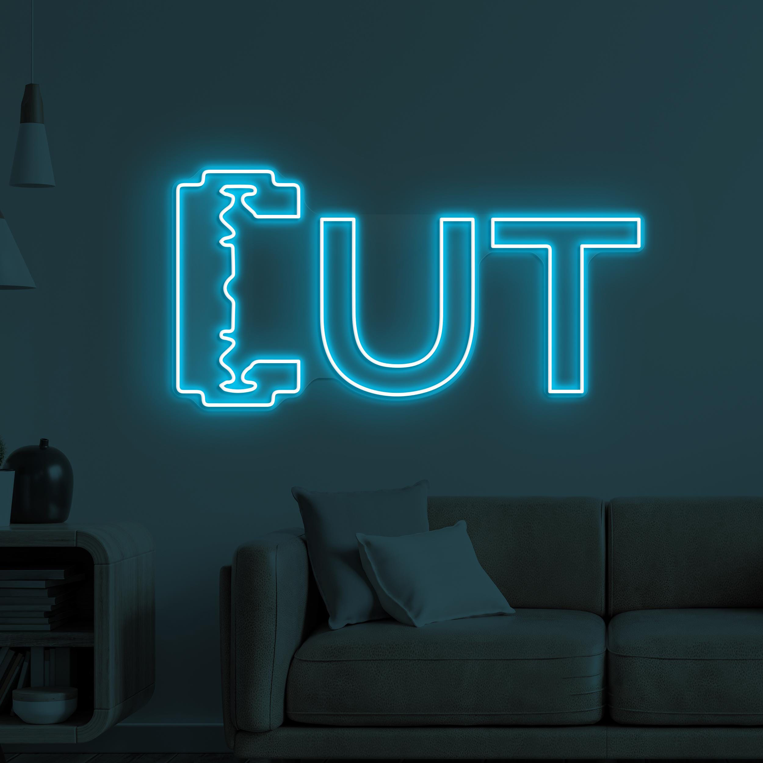 CUT Neon Sign, CUT Led Light, Razor Wall Decor, Barber Shop Wall Art, Beauty Salon LED Neon Art, Custom Neon Sign, Hair Dressing Neon Art