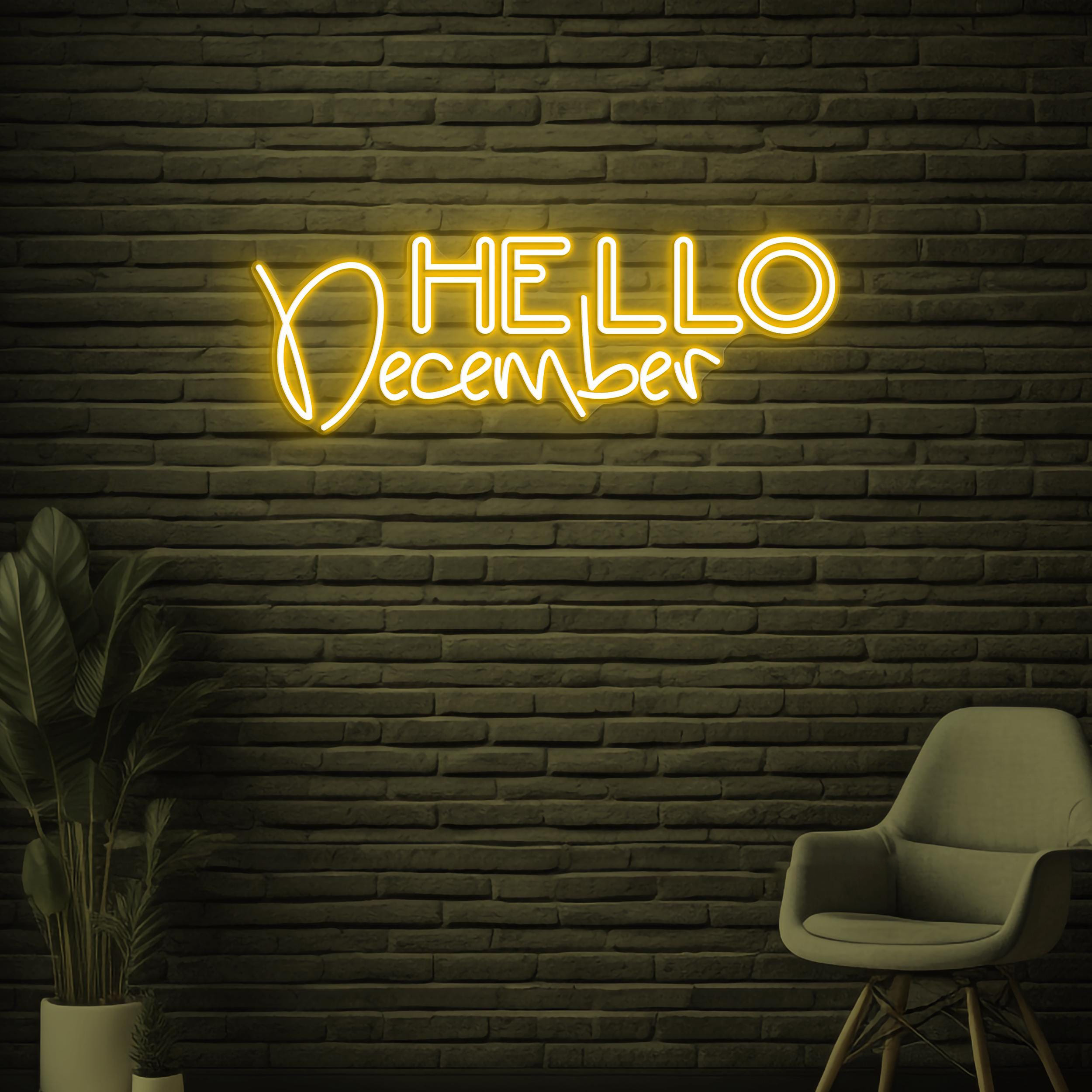 Hello December Neon Sign, Hello December LED Light, Calendar Wall Decor, Home Wall Art, Personalized December Neon Sign, Party Neon Decor