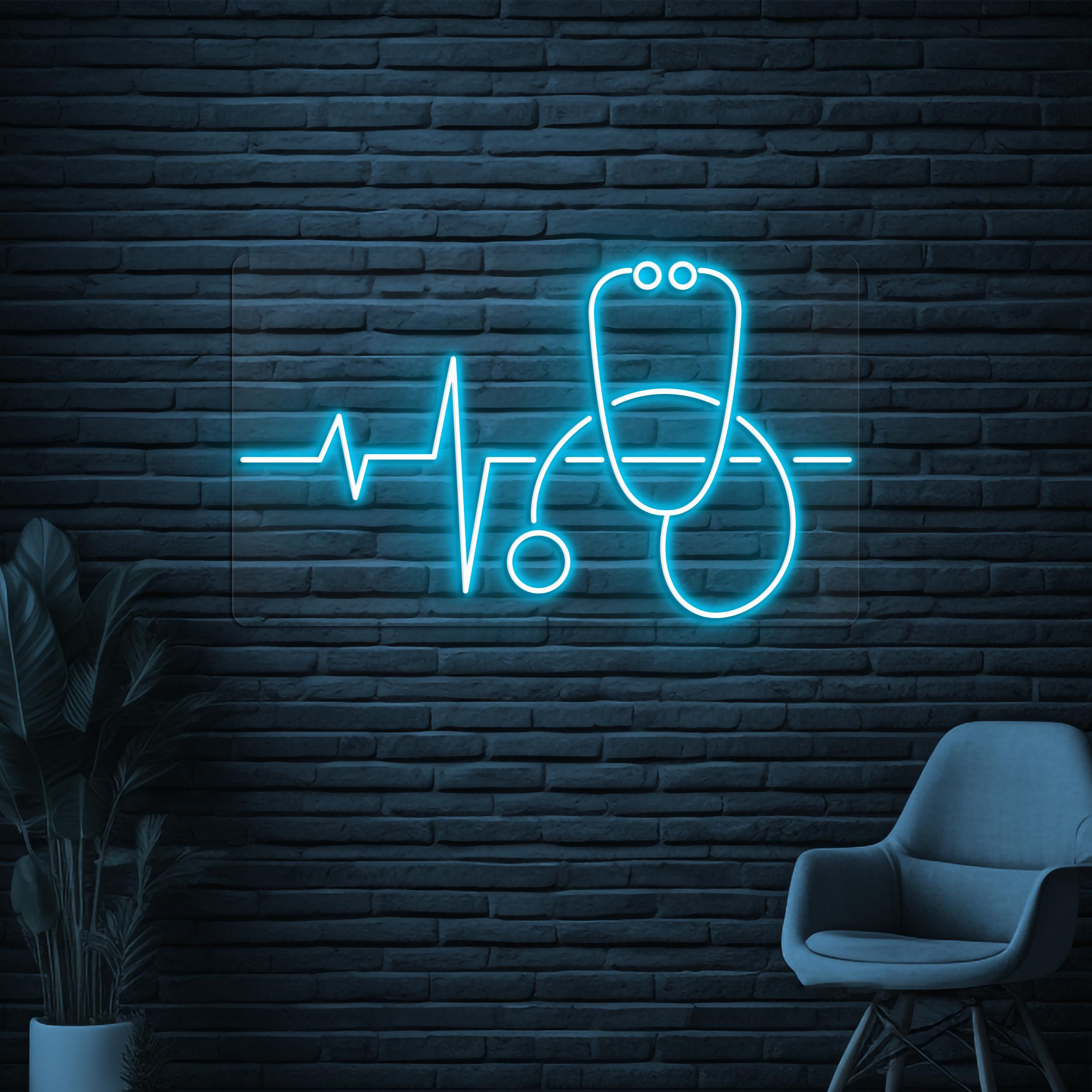 Stethoscope Neon Sign, Stethoscope Heartbeat LED Light, Hospital Wall Decor, Heartbeat Neon Art, Medical Room Wall Light, Doctor Office Sign