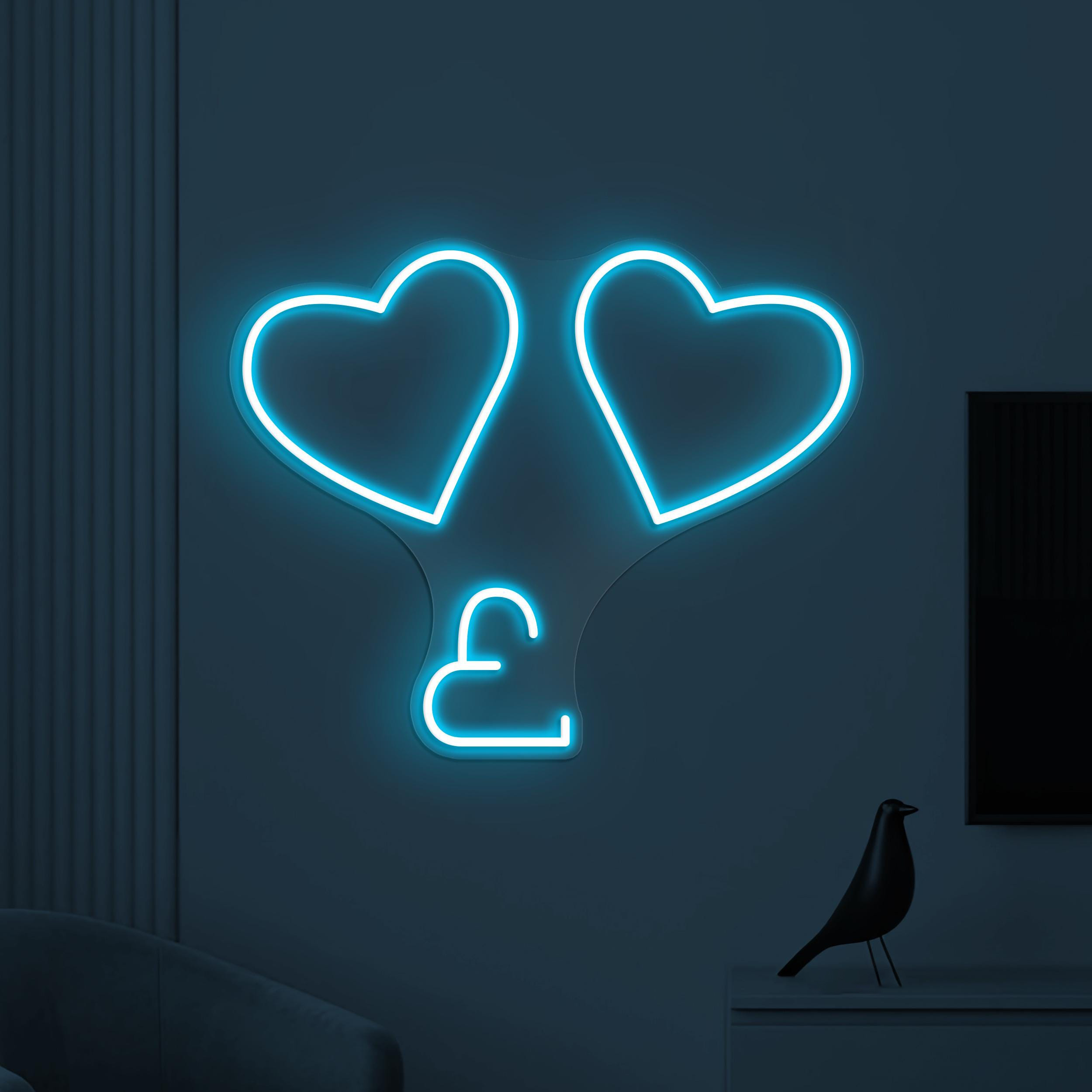 Heart Neon Sign, Double Heart LED Light, Love Hearts Wall Decor, Wedding Party Wall Art, Engagement Sign, Couple Room Decor, Gift for Couple