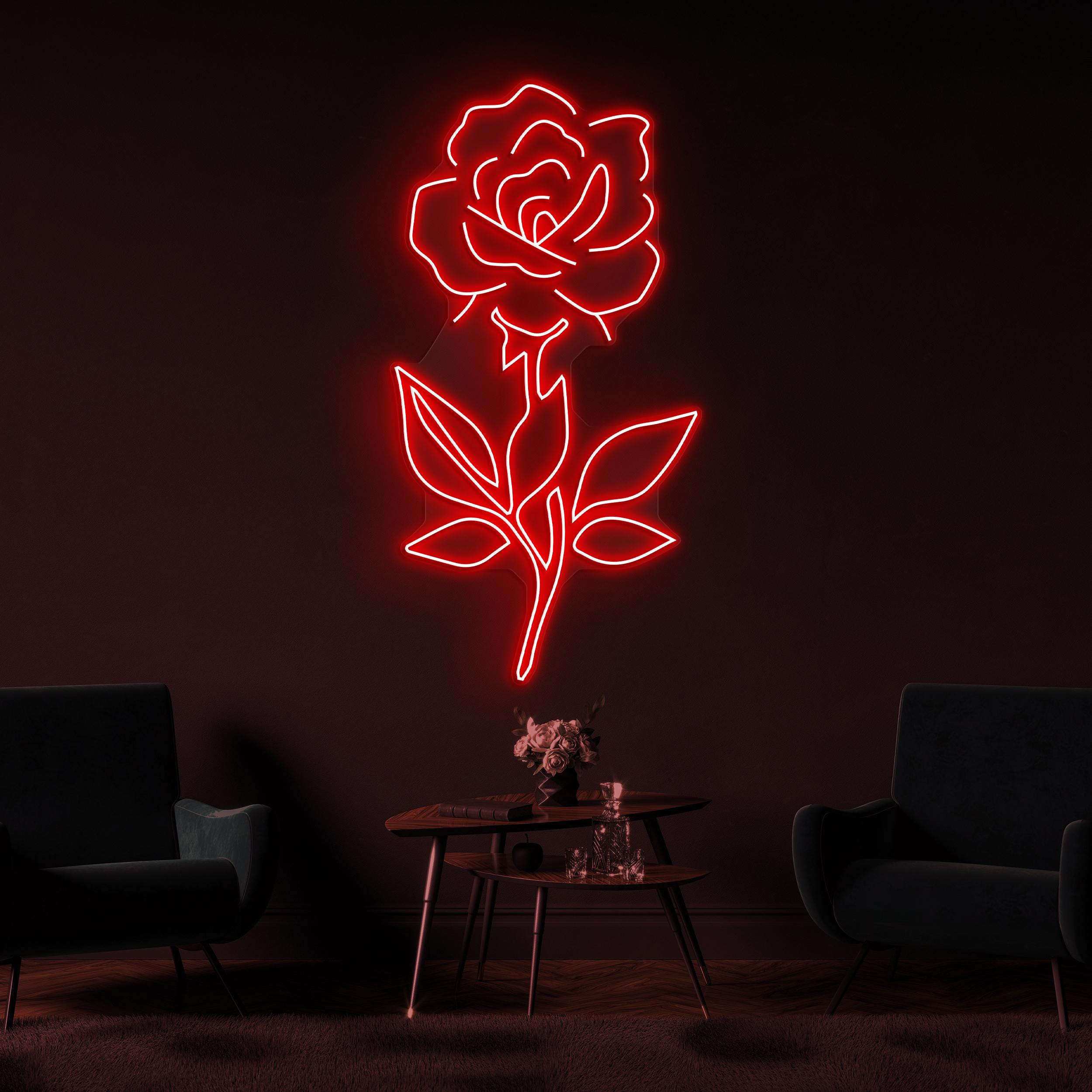 Rose Neon Sign, Rose LED Light, Home Wall Decor, Couple Neon Gift, Flower Shop Neon Light, Romantic Room Neon Decor, Rose Love Wall Light