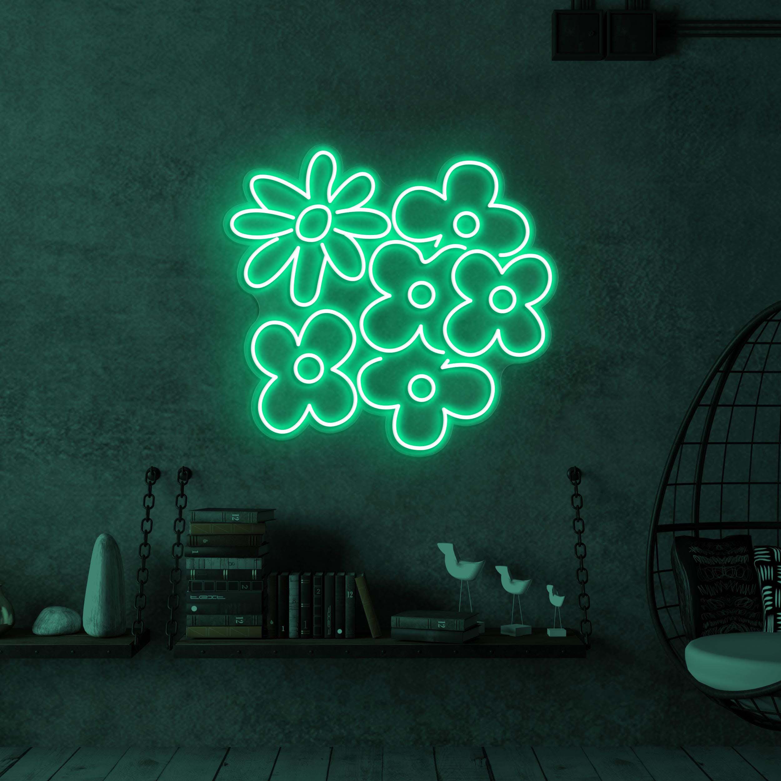 Flowers Neon Sign, Flowers LED Light, Floral Flowers Wall Decor, Girls Room Decor, Wedding Wall Art, Decor for Home, Party, Garden & Yard
