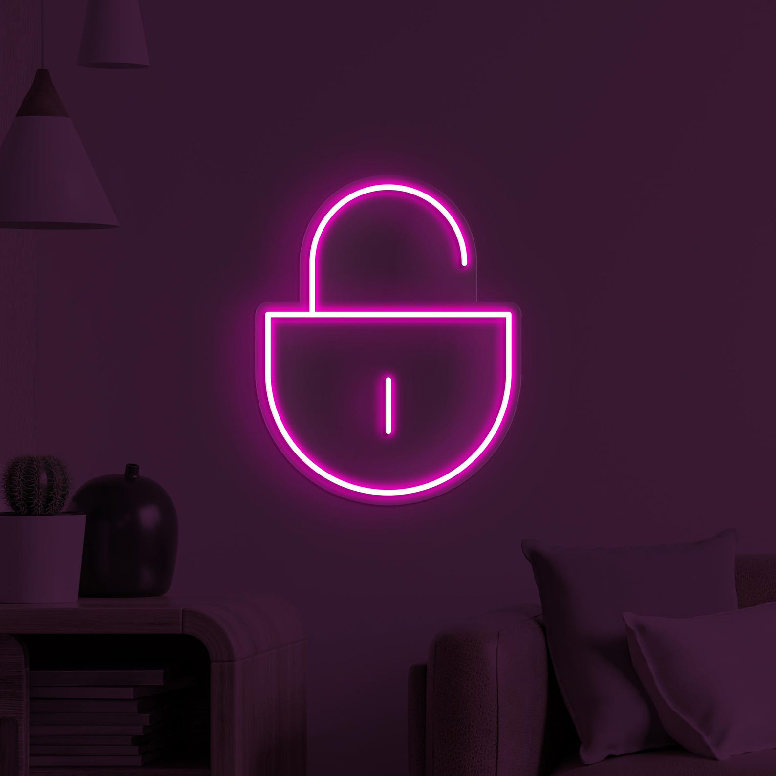 Lock Neon Sign, Unlocked LED Light, Lock Wall Art, Open Lock Wall Decor, Home Wall Decor, Security Neon Sign, Cafe and Bar Neon Light, Gift