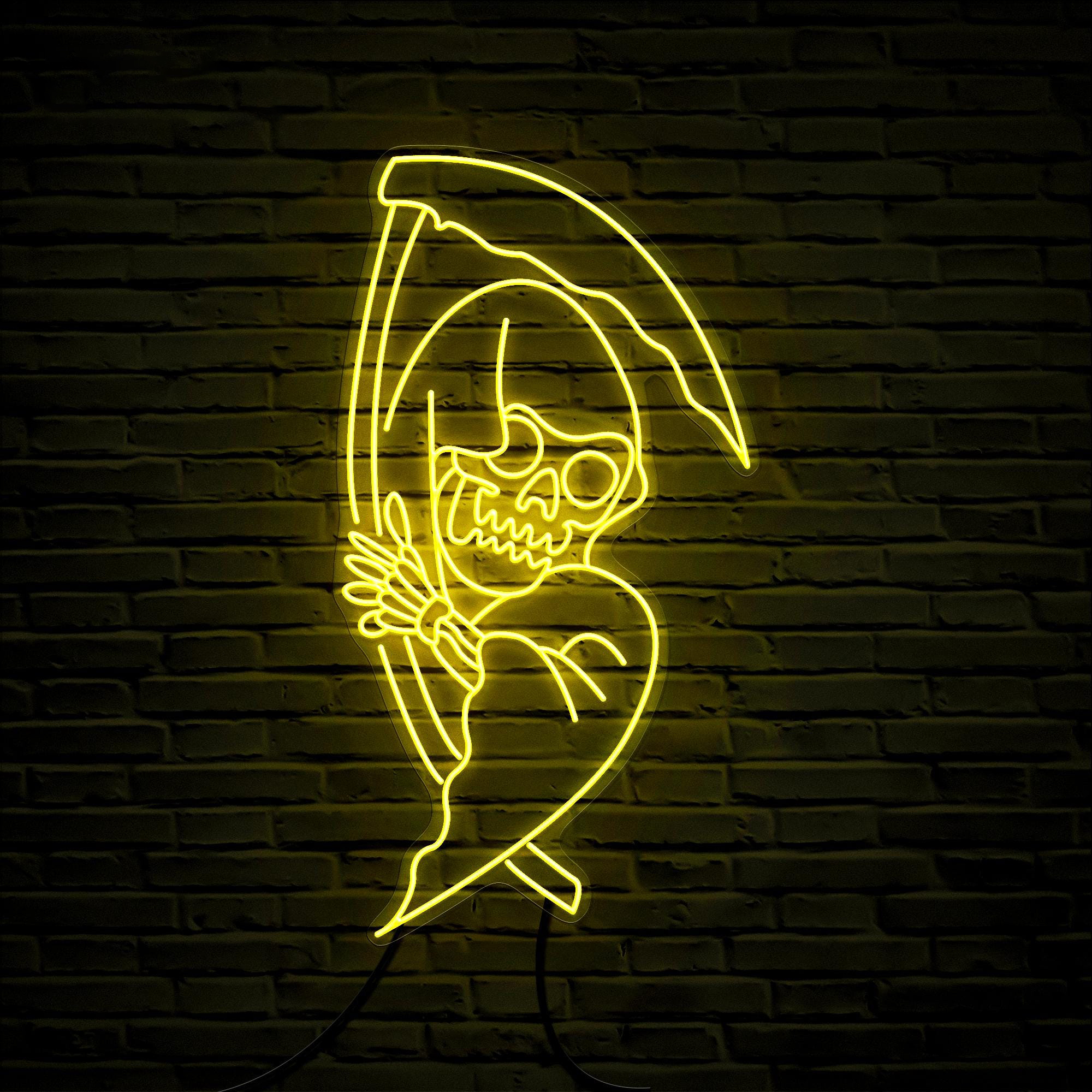 Grim Reaper Neon Sign, Grim Reaper LED Light, Skull Wall Decor, Skull Halloween Decor, Halloween Party Sign, Spooky Decor, Horror House Art