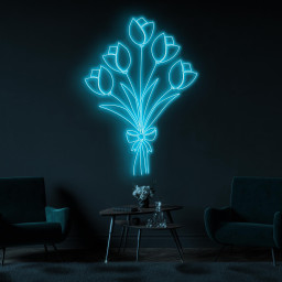 Tulip Neon Sign, Tulip Bouquet LED Light, Decor for Home, Party, Garden, Birthday & Yard, Romantic Gift for Couple, Wedding Neon Light