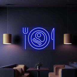 Breakfast Neon Sign, Breakfast LED Light, Fork Plate Knife Wall Decor, Food Shop Wall Art, Kitchen Neon Light, Egg & Bacon Neon Wall Art