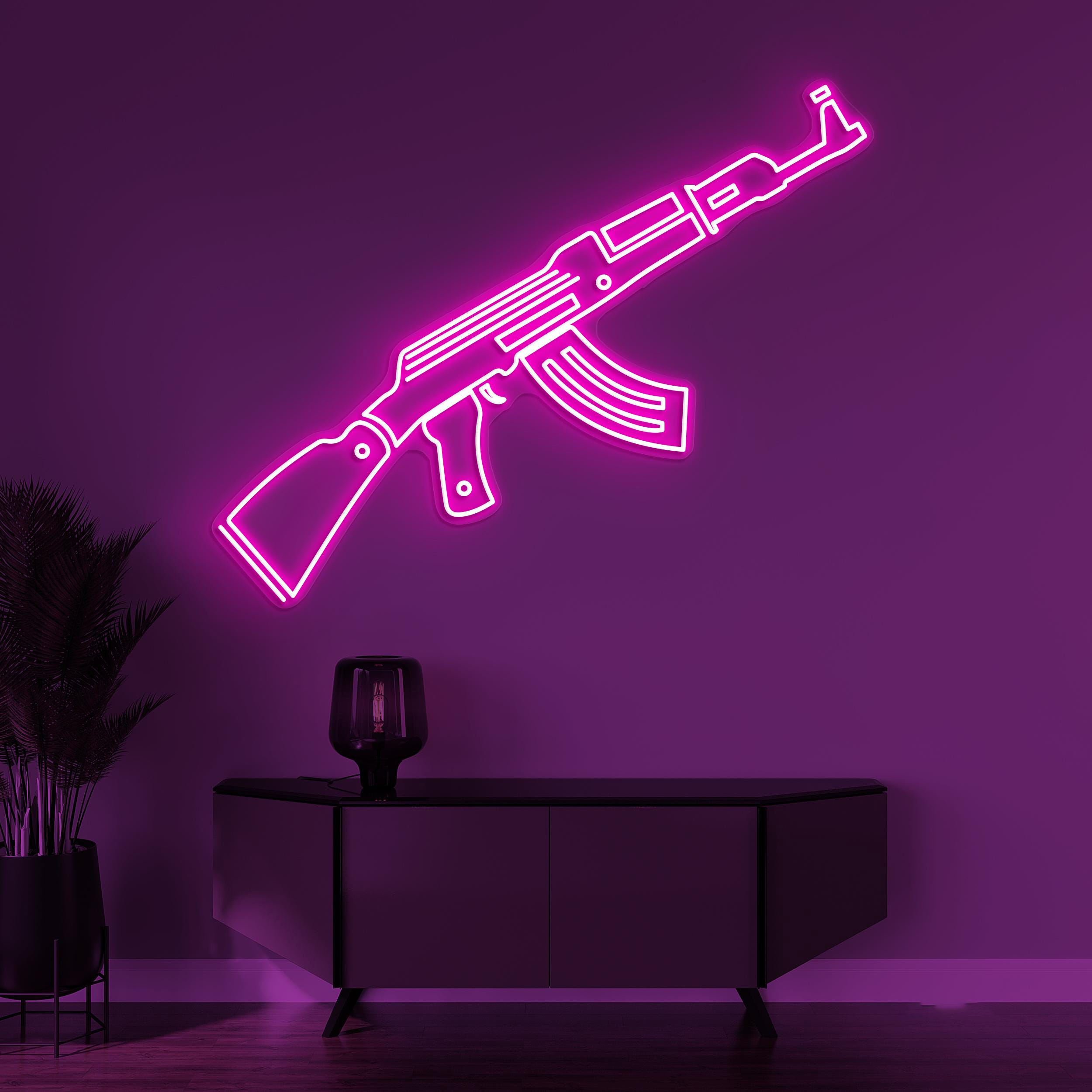 AK-47 Neon Sign, AK-47 LED Light, Gun Wall Decor, Office Wall Art, Led Neon Light, Home Wall Decor, Personalized Sign, Game Room Wall Art